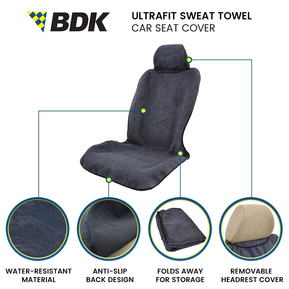 bdk-ultrafit-waterproof-car-seat-towel-covers-2-pack-gray-trim image 2