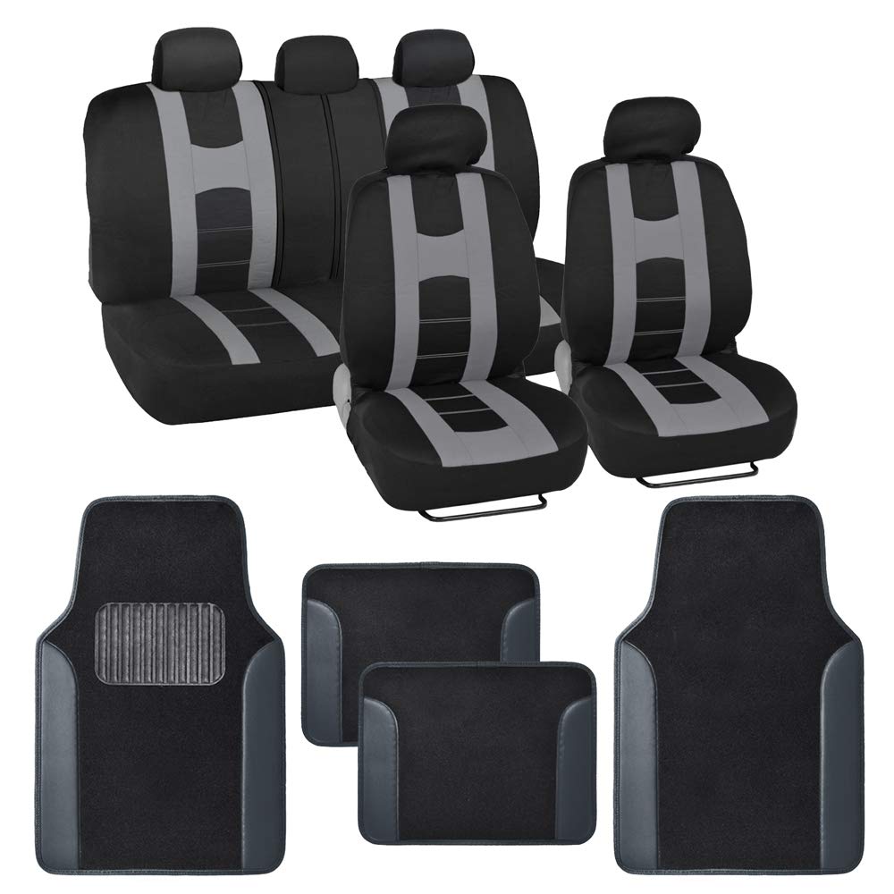 bdk-carxs-forza-series-full-set-seat-covers-with-floor-mats-light-gray image 1