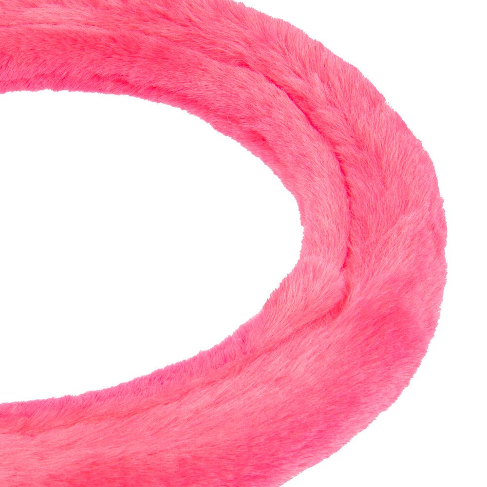 carbella-faux-fur-steering-wheel-cover-for-women-hot-pink-fluffy-fleece-fits-14- image 5