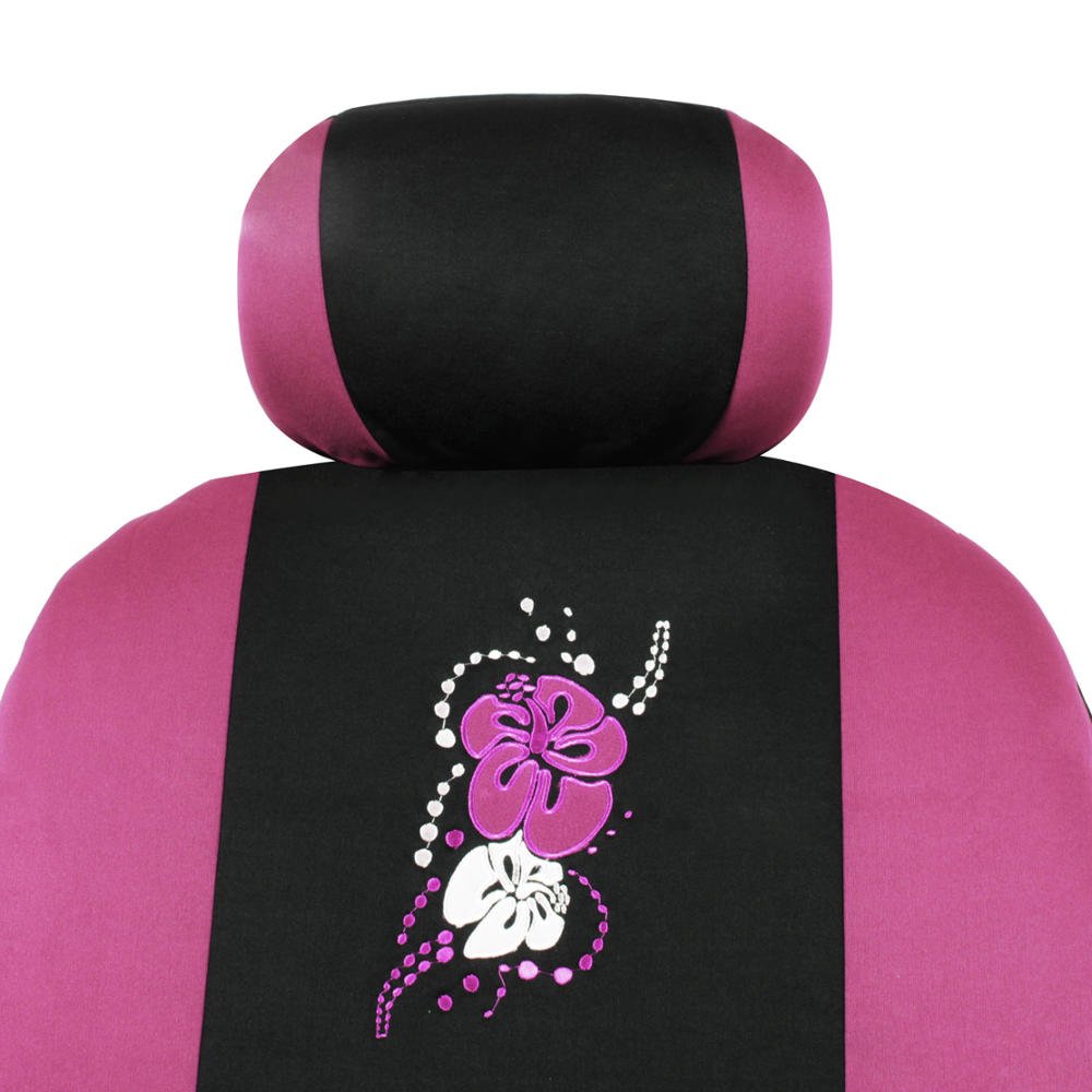 bdk-sc-452-pk-pink-hawaiian-floral-seat-cover-set-for-car-suv-universal-fit-incl image 5