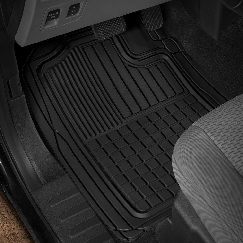 bdk-cat-large-2-piece-heavy-duty-all-weather-rubber-car-floor-mats-trunk-cargo-m image 2