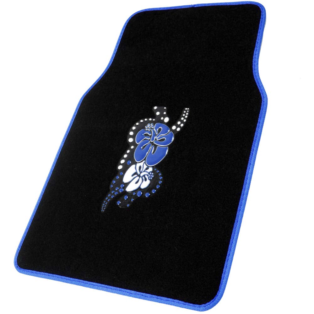 bdk-universal-fit-4-piece-carpet-floor-mat-set-hawaiian-flower-blue image 2