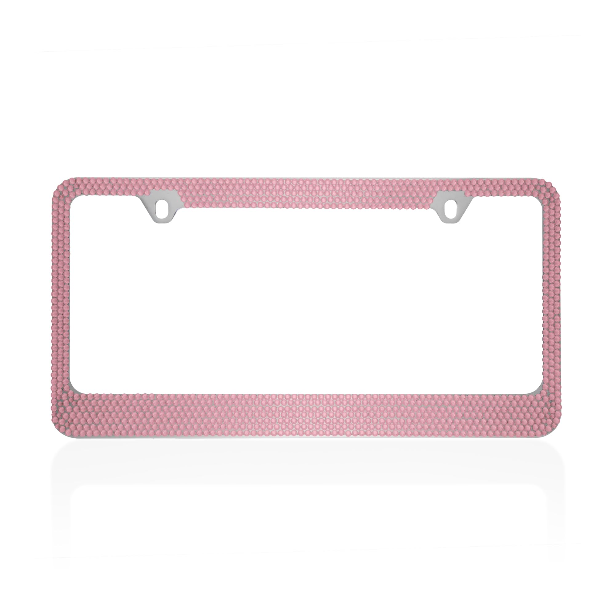 bdk-pink-bling-rhinestone-license-plate-frame-for-women-stainless-steel-weatherp image 1