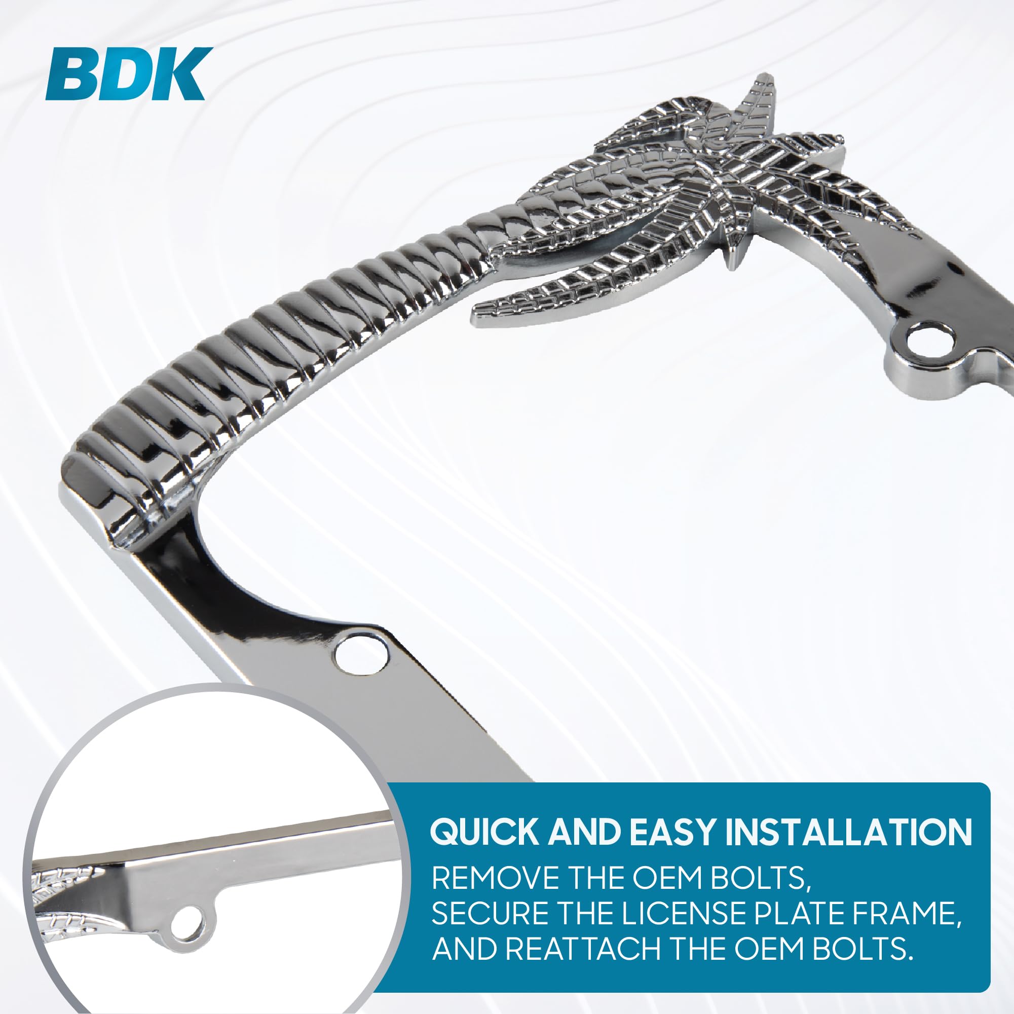 bdk-heavy-duty-rust-proof-stainless-steel-chrome-license-plate-frame-tropical-pa image 5