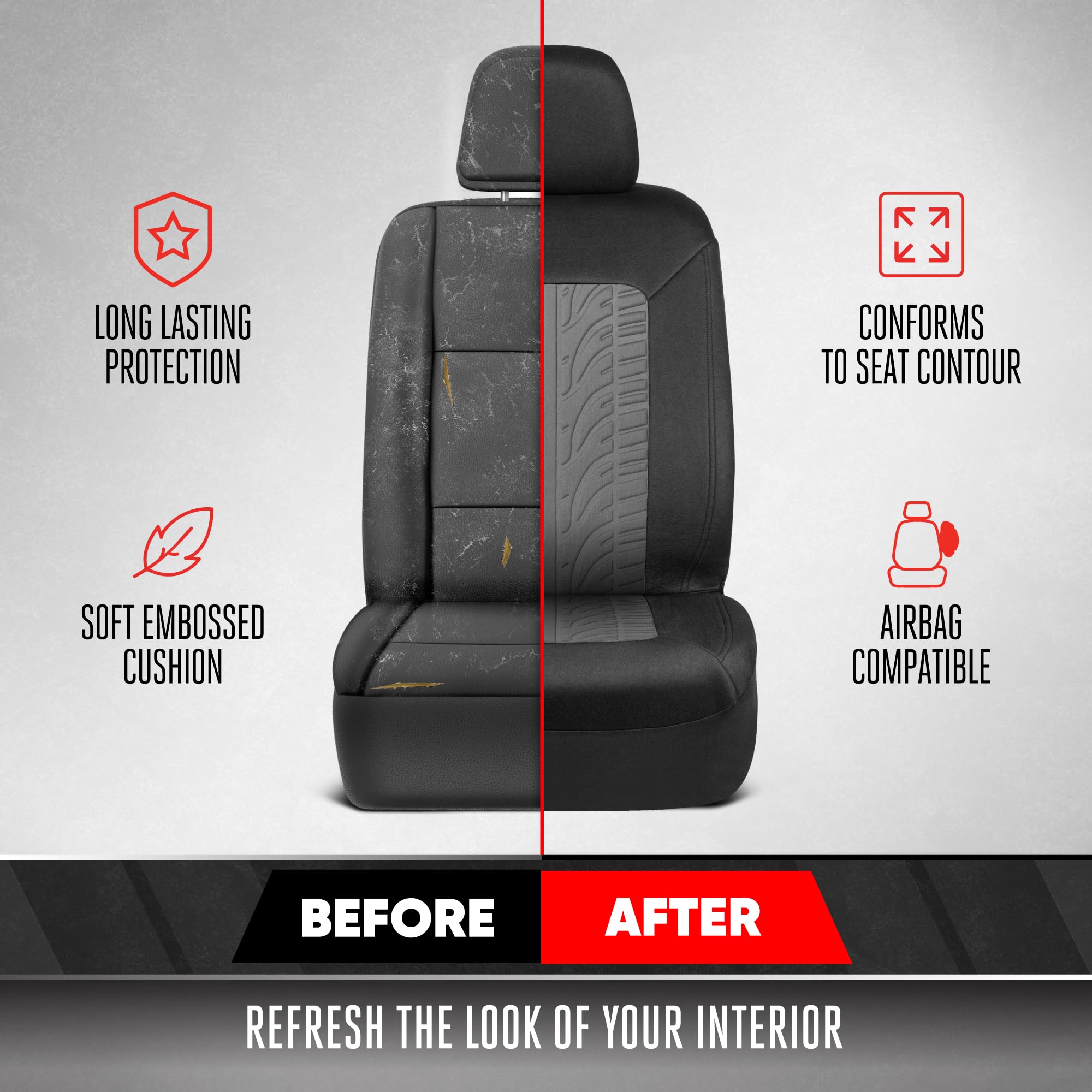 motor-trend-grandprix-gray-tire-tread-embossed-front-seat-covers-2-pack-airbag-c image 6
