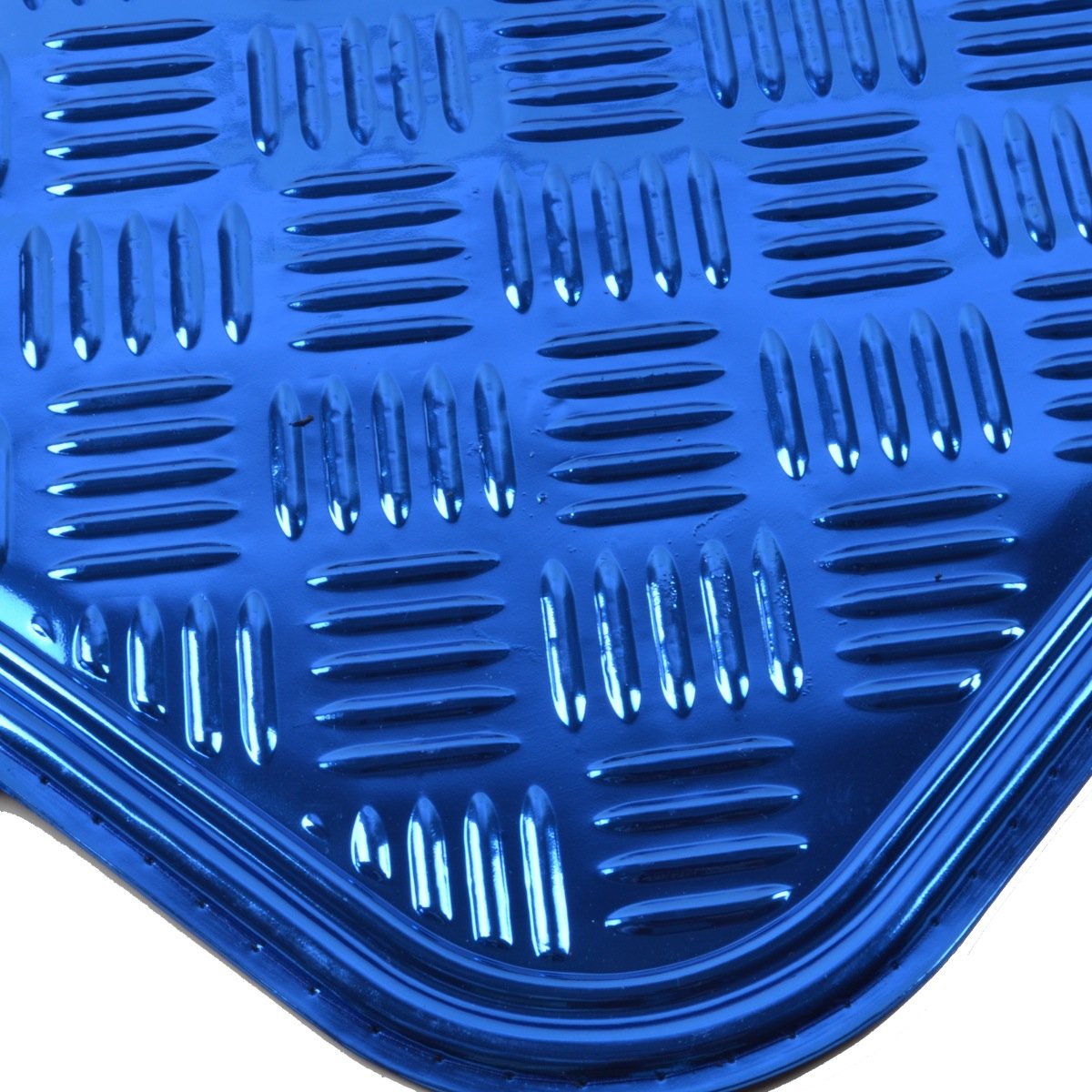 bdk-4-piece-all-weather-universal-fit-floor-mats-metallic-blue-diamond-pattern image 4