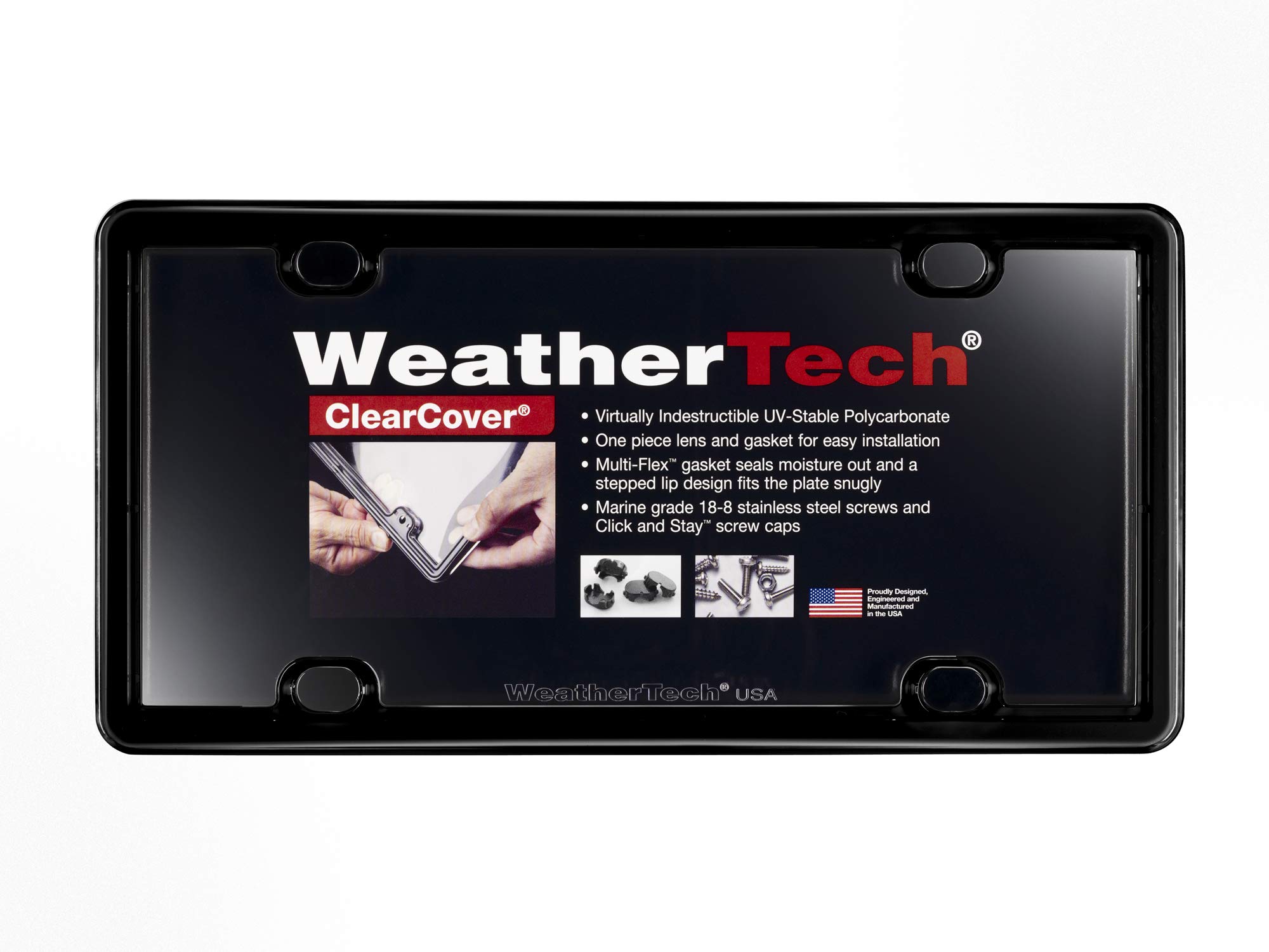 weathertech-clearcover-license-plate-cover-clear-acrylic-black-frame image 1