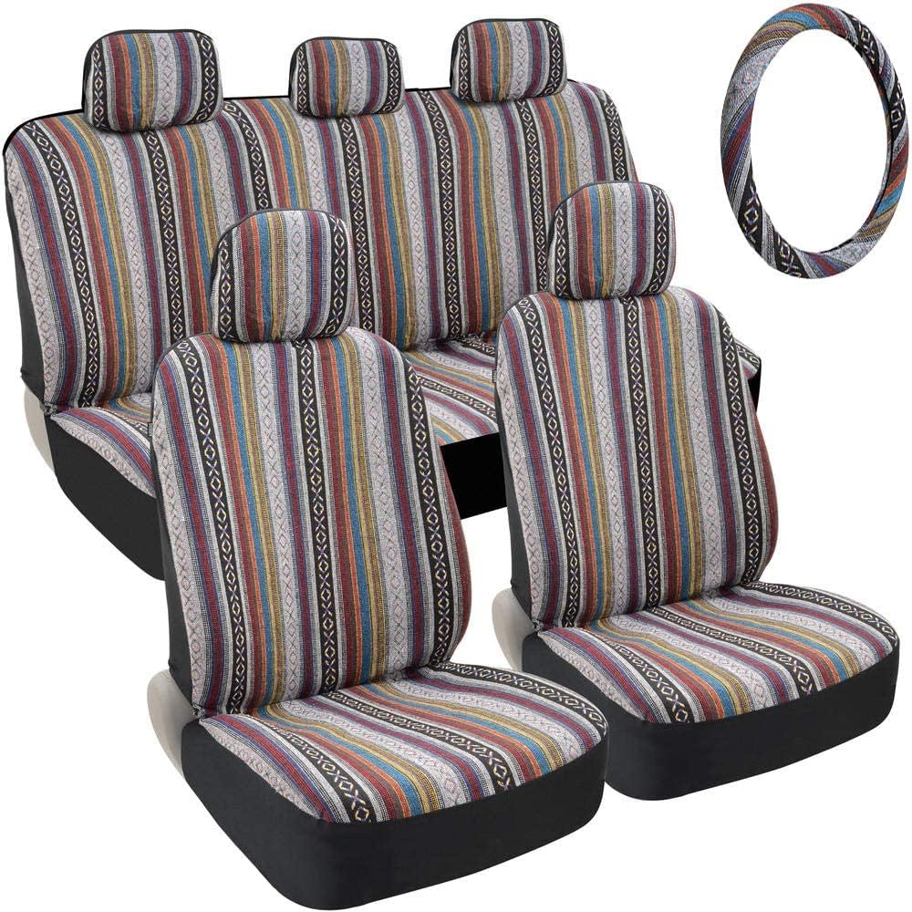 bdk-baja-style-saddle-blanket-full-set-car-seat-covers-multi-color-mexican-aztec image 8
