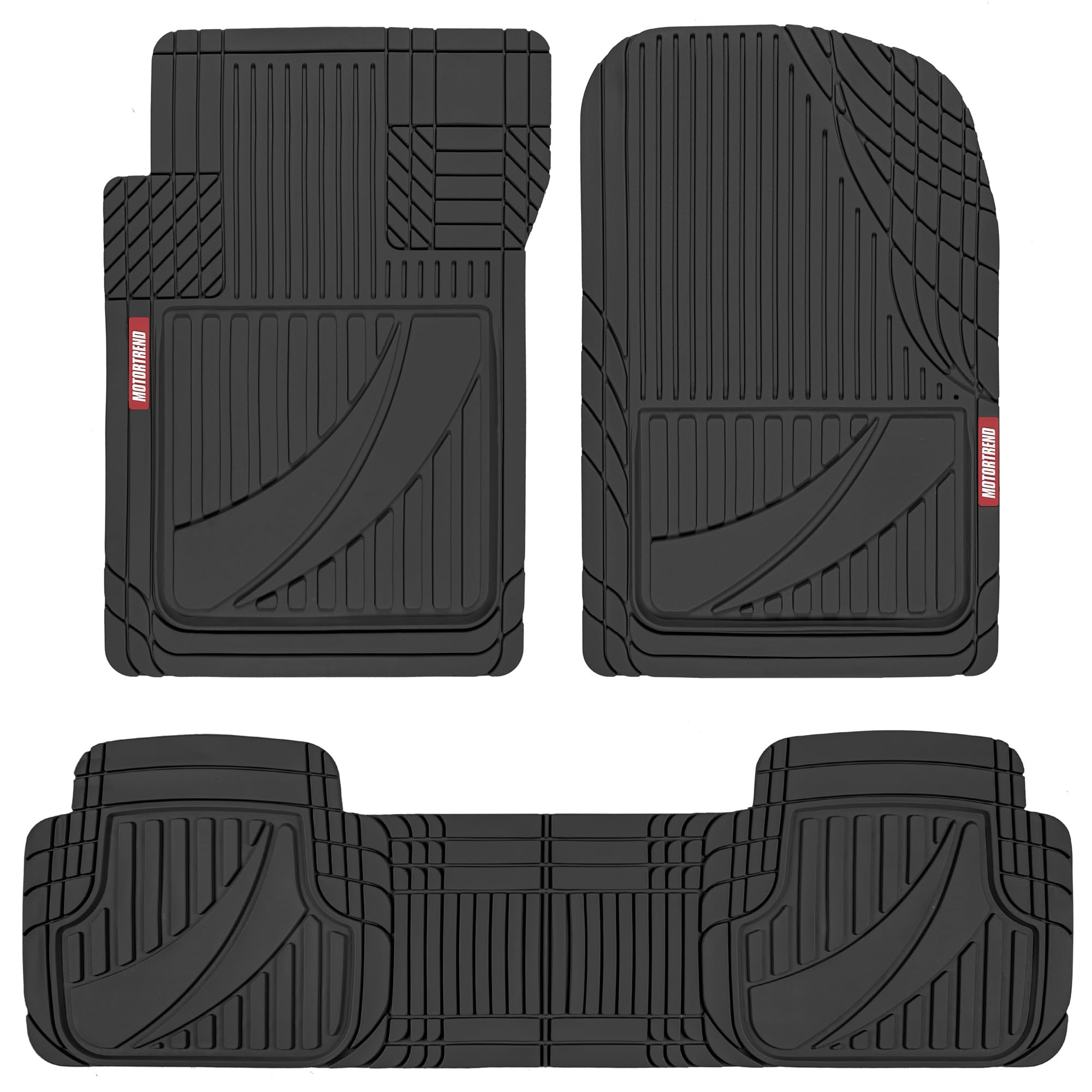 motor-trend-flextough-advanced-black-rubber-car-floor-mats-heavy-duty-trim-to-fi image 1