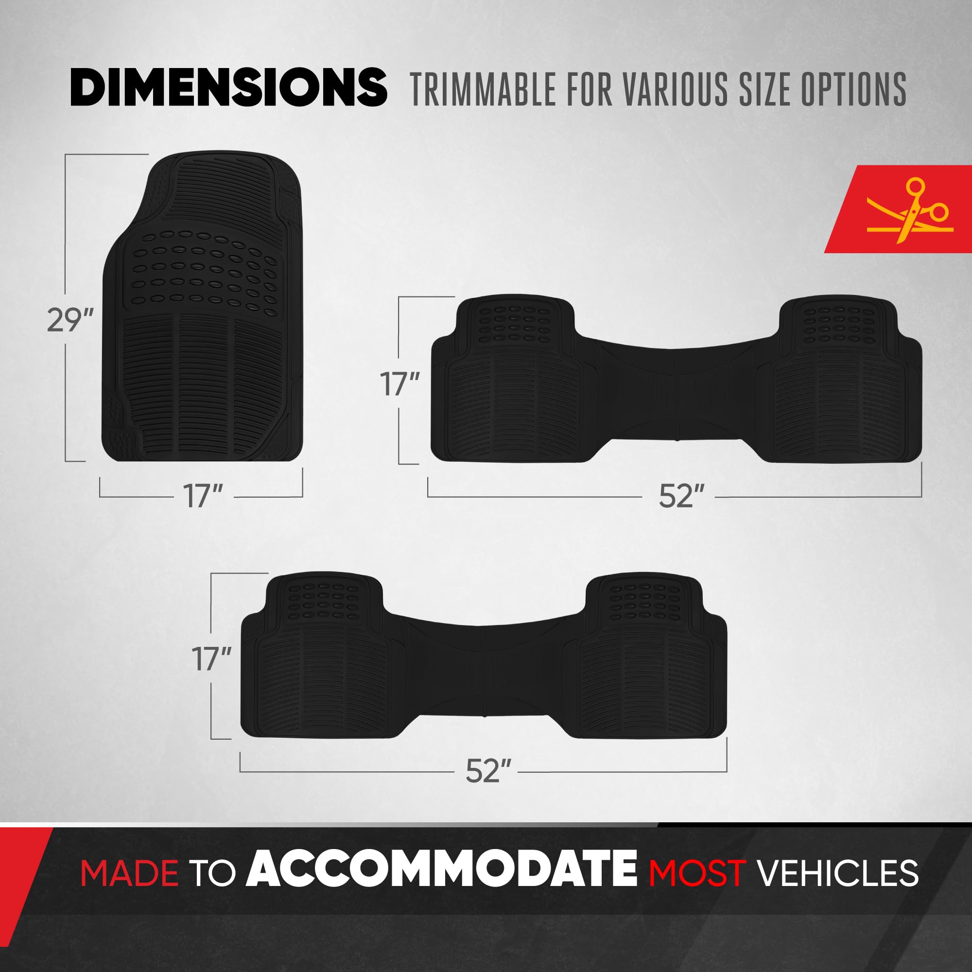 bdk-proliner-original-heavy-duty-4-piece-rubber-floor-mats-front-rear-3rd-row-un image 6