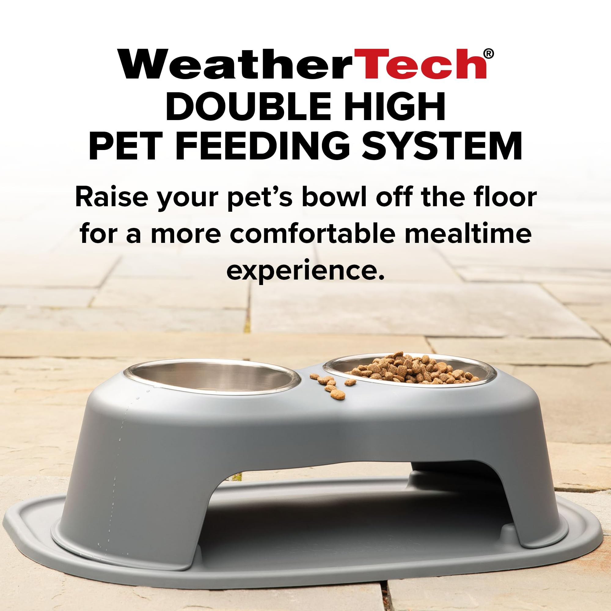 weathertech-double-high-pet-feeding-system-with-plastic-bowls-3-stand-dark-grey image 2