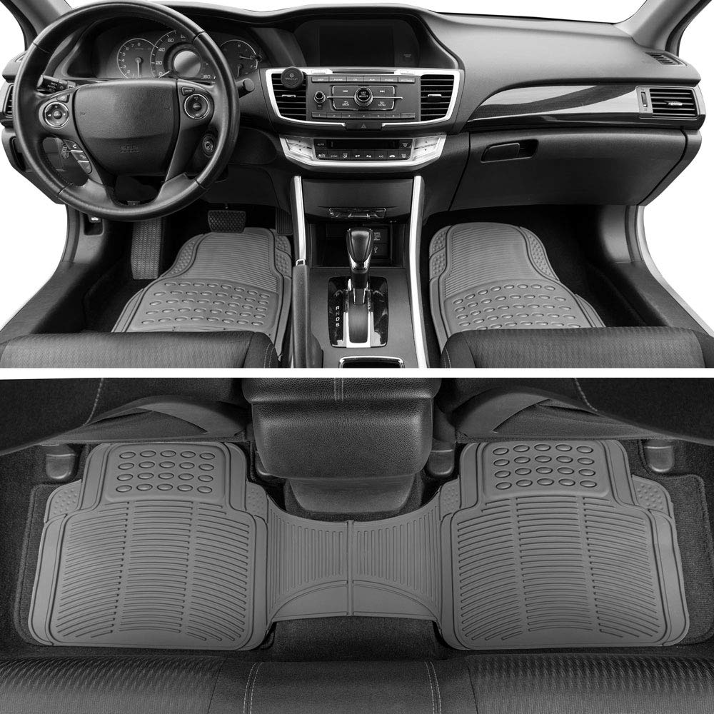 bdk-3-piece-gray-rubber-floor-mats-front-rear-heavy-duty-universal-fit-liners-fo image 2