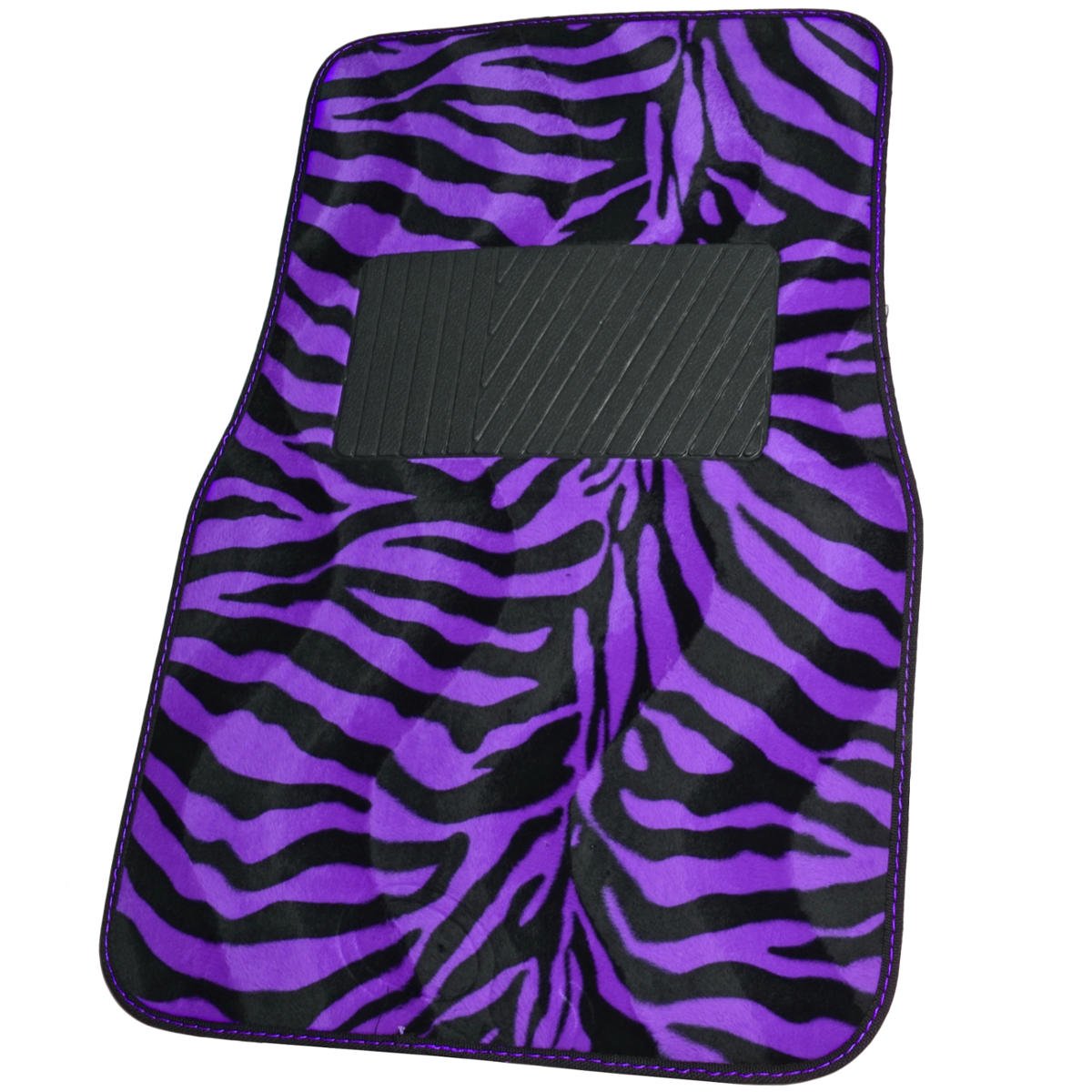 bdk-zebra-stripe-animal-print-carpet-floor-mats-universal-fit-4-pieces-purple image 2