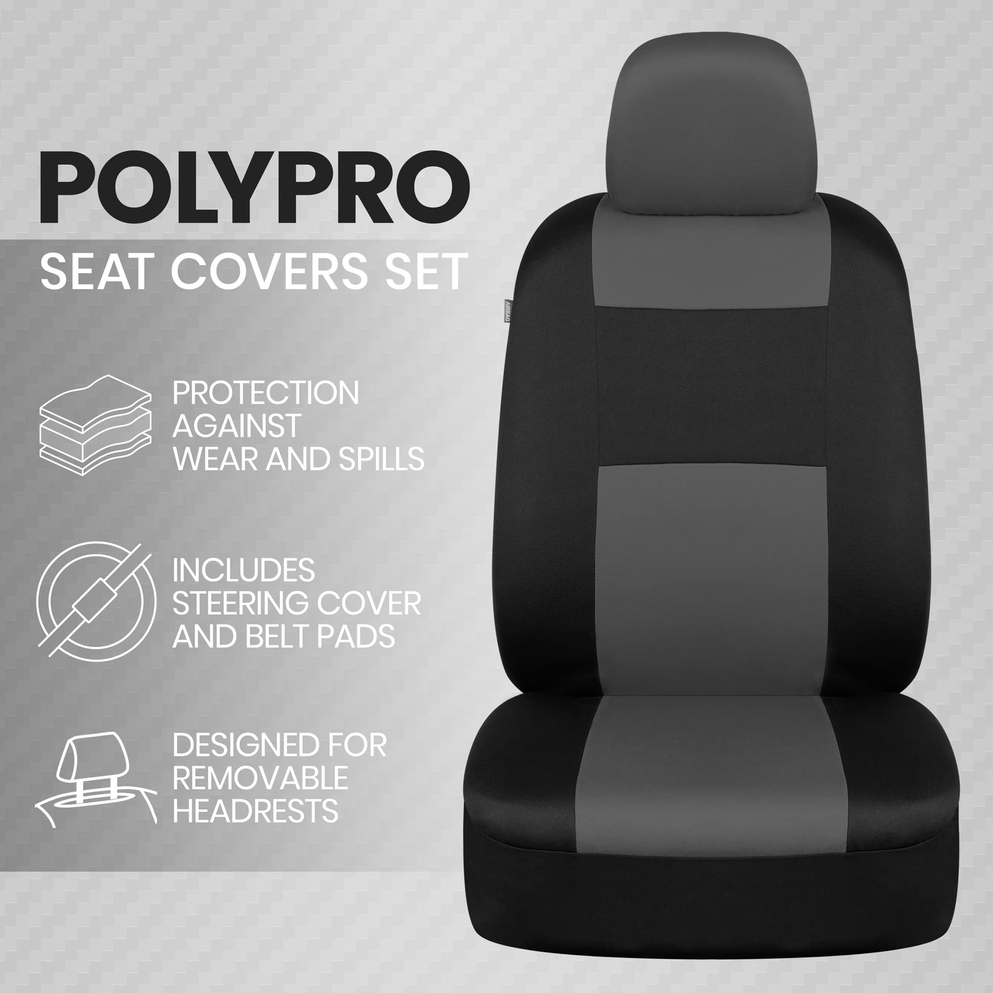 bdk-polypro-full-set-car-seat-covers-in-charcoal-on-black-with-steering-wheel-co image 2