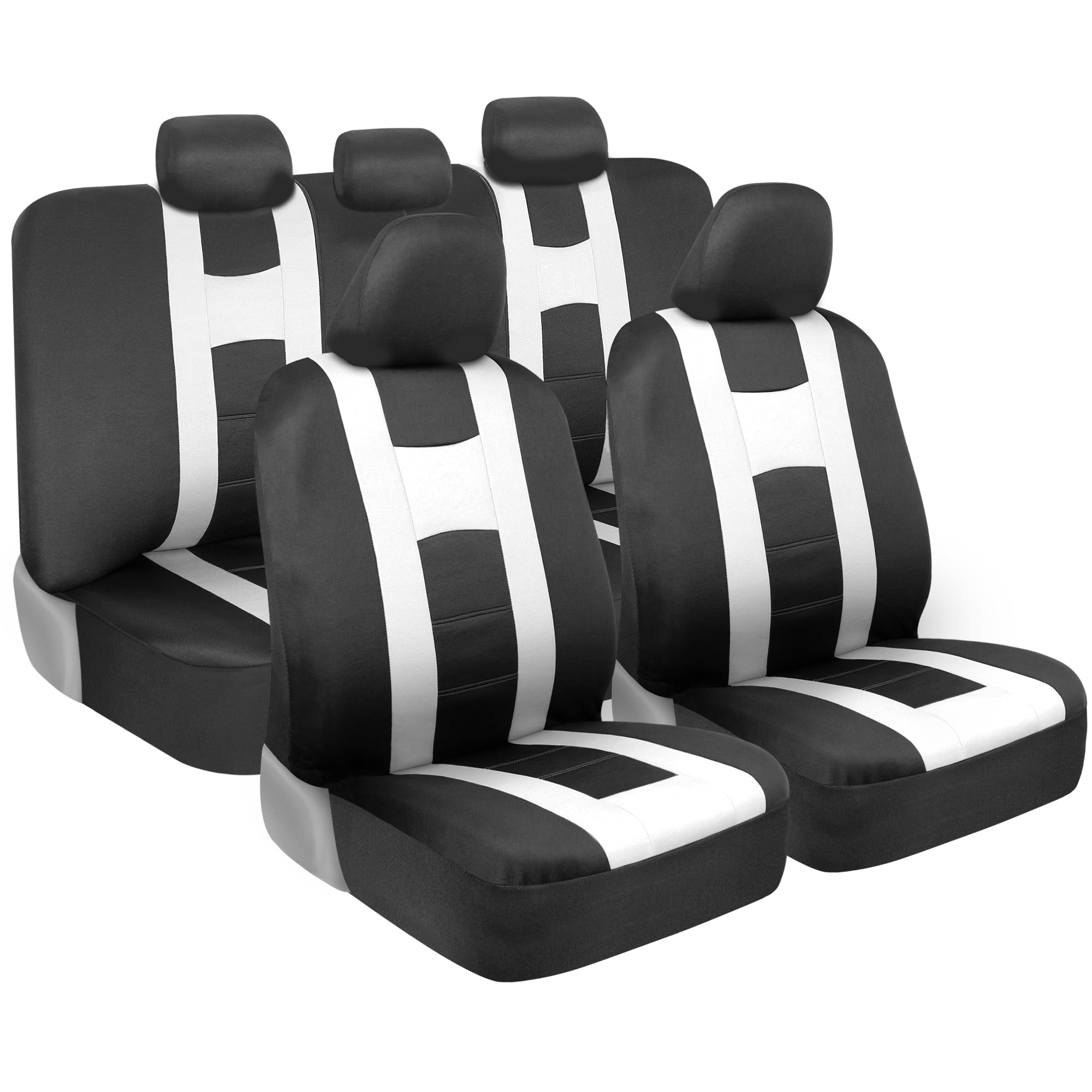 bdk-carxs-universal-fit-2-tone-light-gray-car-seat-covers-full-set-for-most-cars image 7