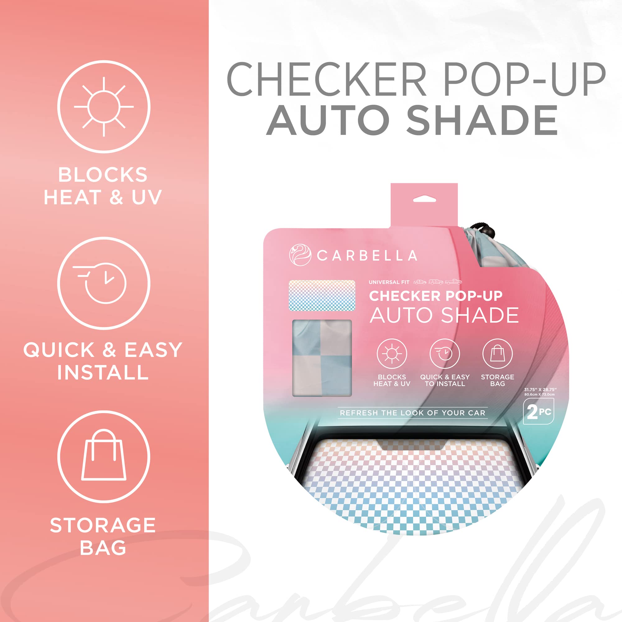 bdk-checker-gradient-jumbo-windshield-sun-shade-64-x32 image 2