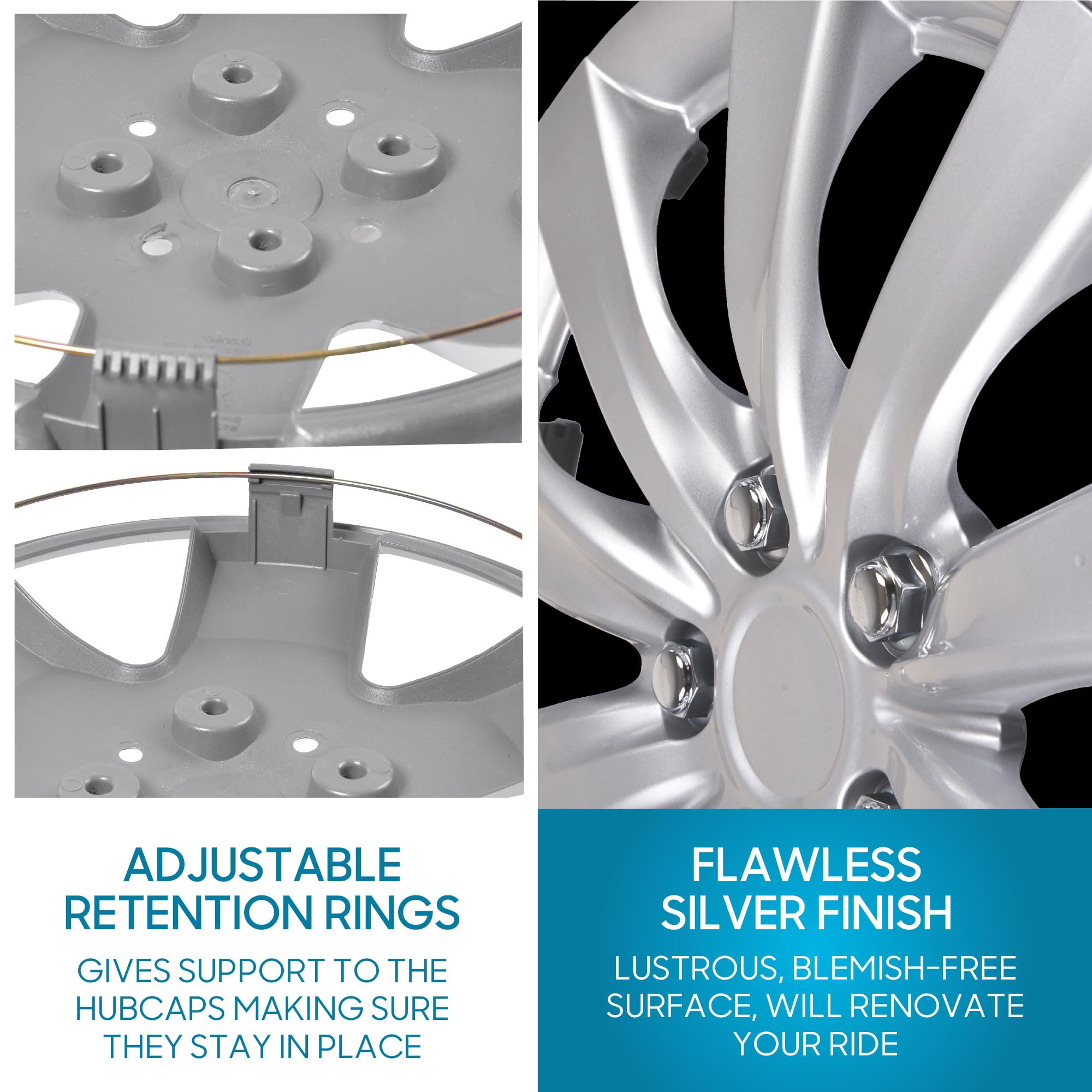 bdk-premium-16-inch-wheel-rim-cover-hubcaps-4-pack-silver-10-spoke-oem-style image 5