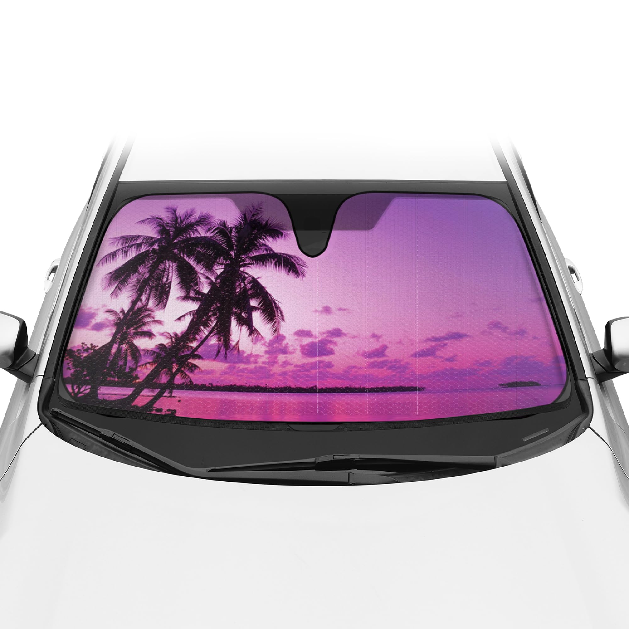 bdk-purple-sunset-beach-accordion-windshield-sun-shade-58x27-inches-uv-protectio image 2
