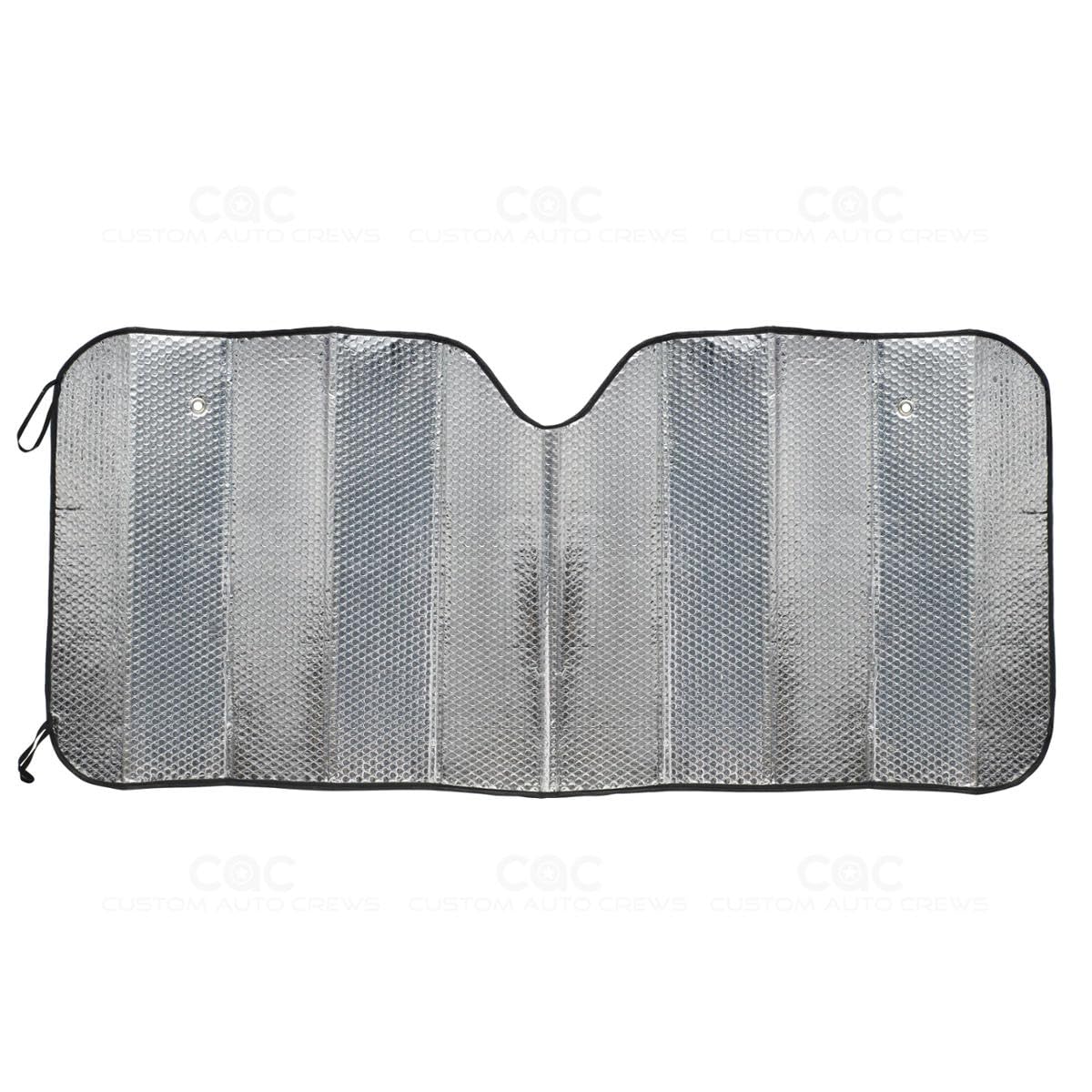 bdk-standard-chrome-double-bubble-folding-accordion-auto-windshield-sun-shade-58 image 1