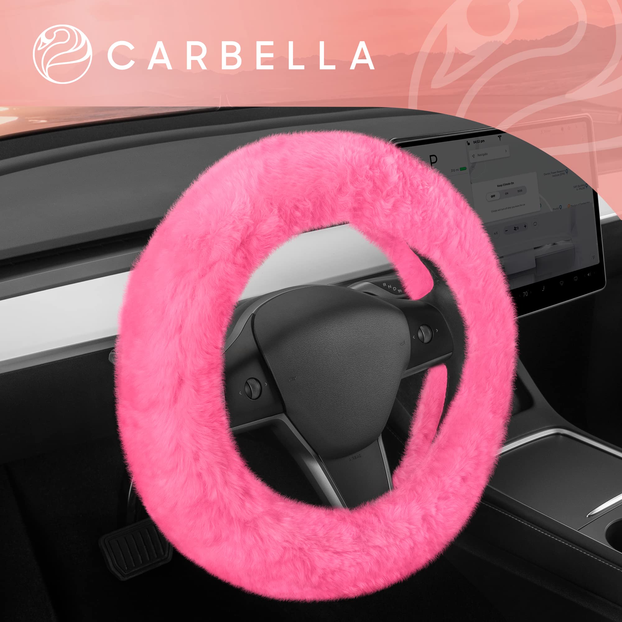 bdk-steering-wheel-cover-for-women-faux-fur-pink-plush-soft-grip-universal-fit-1 image 7