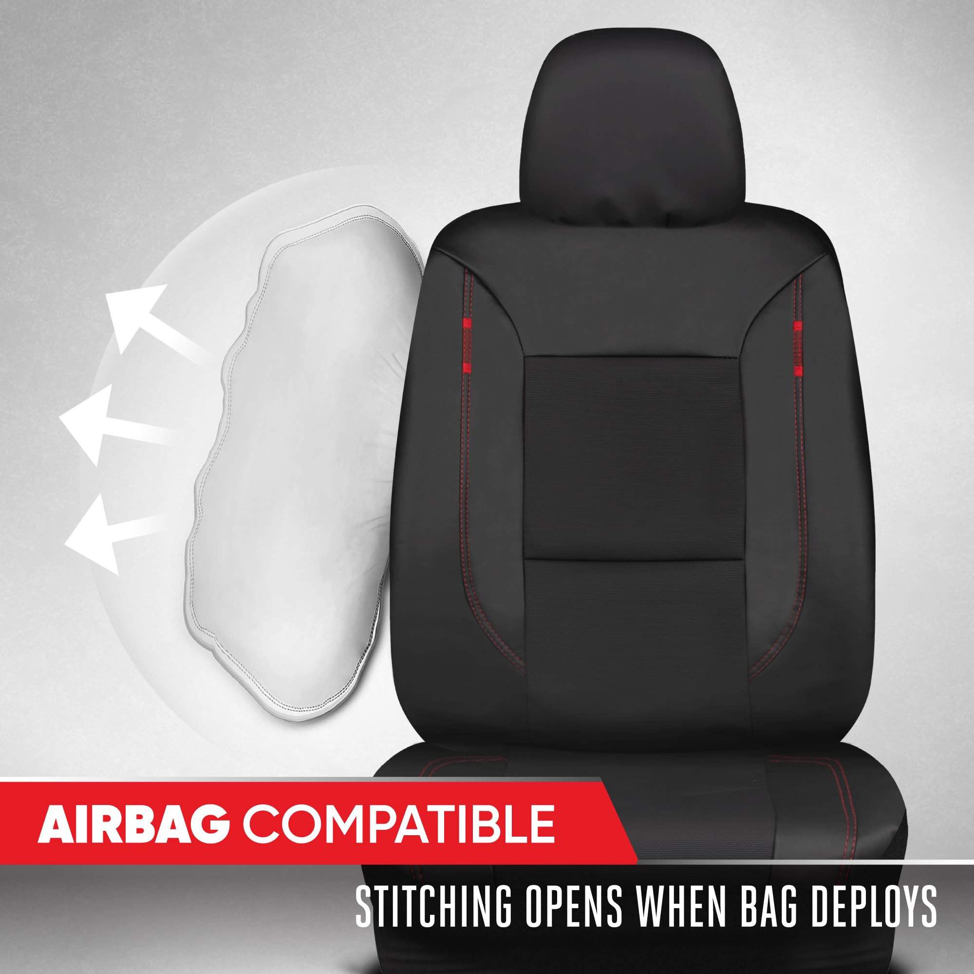 motor-trend-hex-leatherette-seat-covers-black-red-universal-fit-front-seat-prote image 4