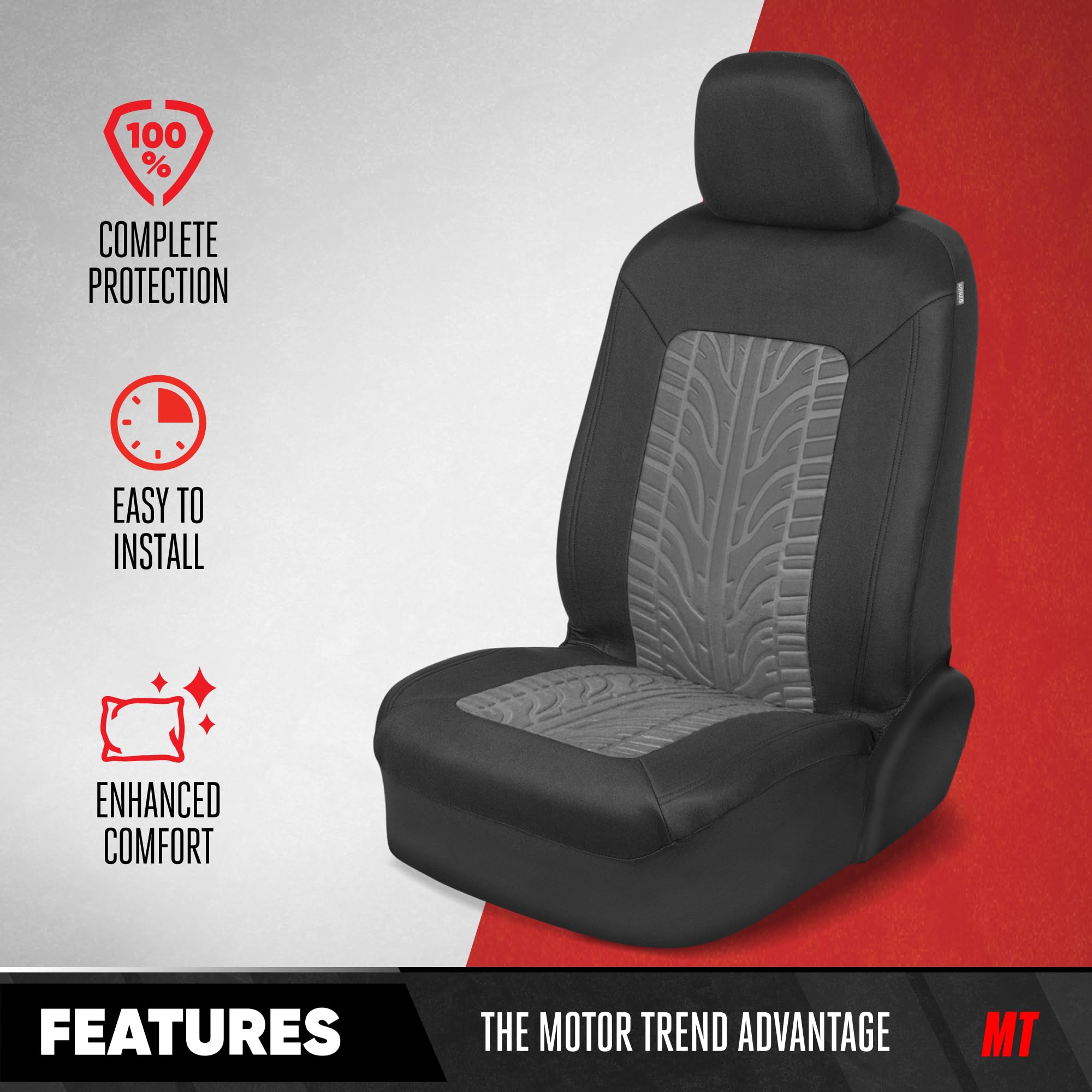 motor-trend-grandprix-gray-tire-tread-embossed-front-seat-covers-2-pack-airbag-c image 2