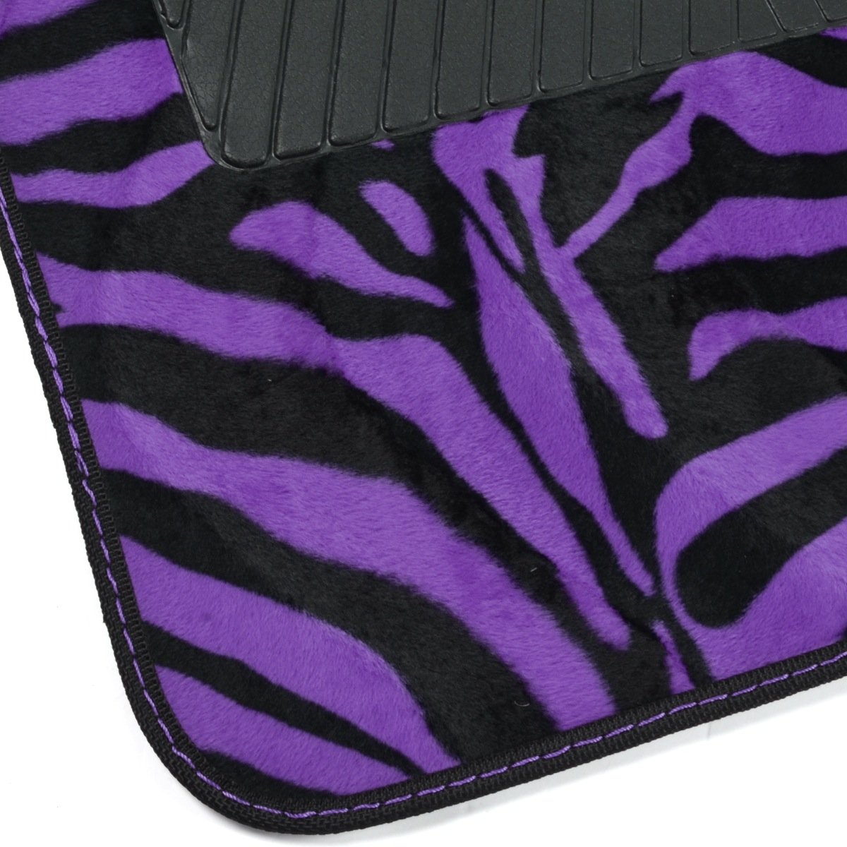 bdk-universal-fit-4-piece-animal-print-velvet-carpet-floor-mat-set-purple-zebra- image 6