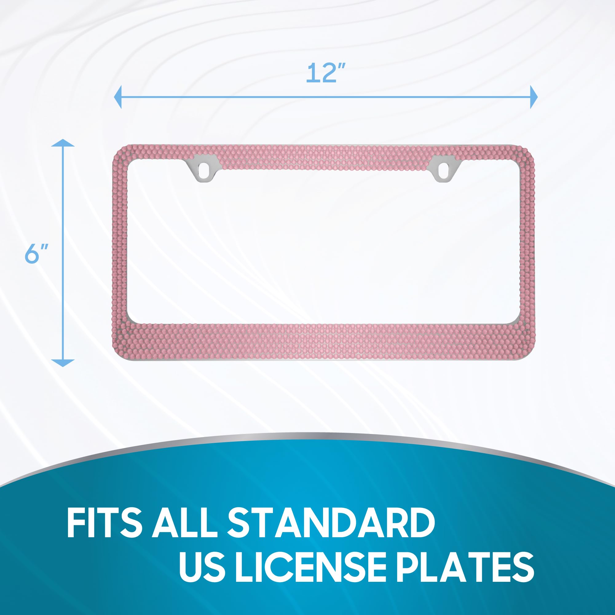 bdk-pink-bling-rhinestone-license-plate-frame-for-women-stainless-steel-weatherp image 3