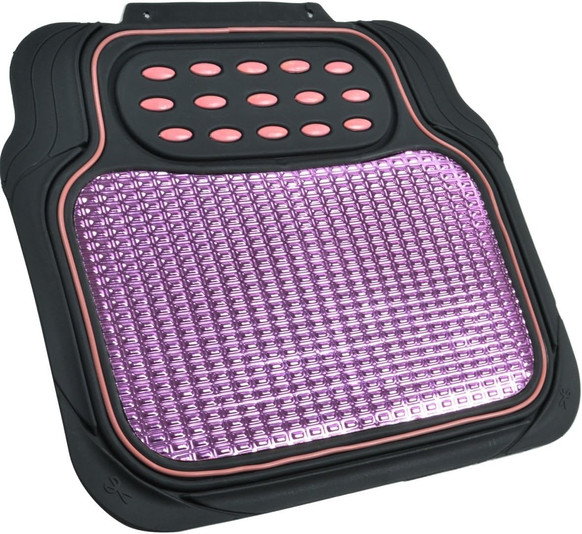 bdk-2-tone-black-pink-floor-mats-for-cars-semi-trimmable-heavy-duty-rubber-mats- image 3