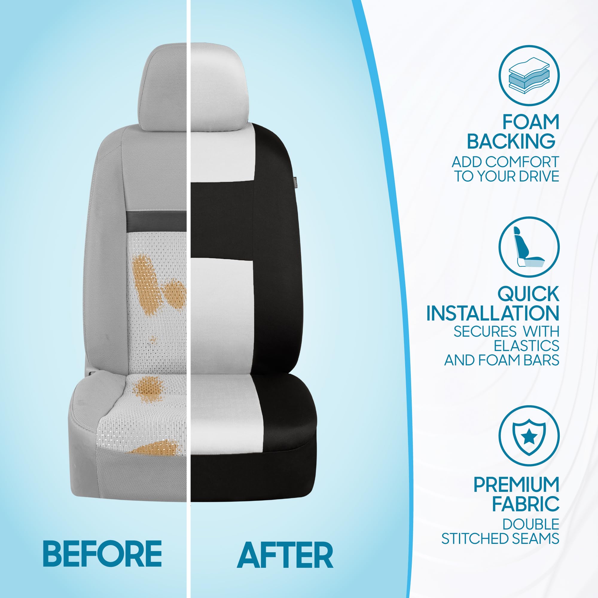 bdk-polypro-car-seat-covers-full-set-white-black-universal-fit-with-airbag-compa image 6