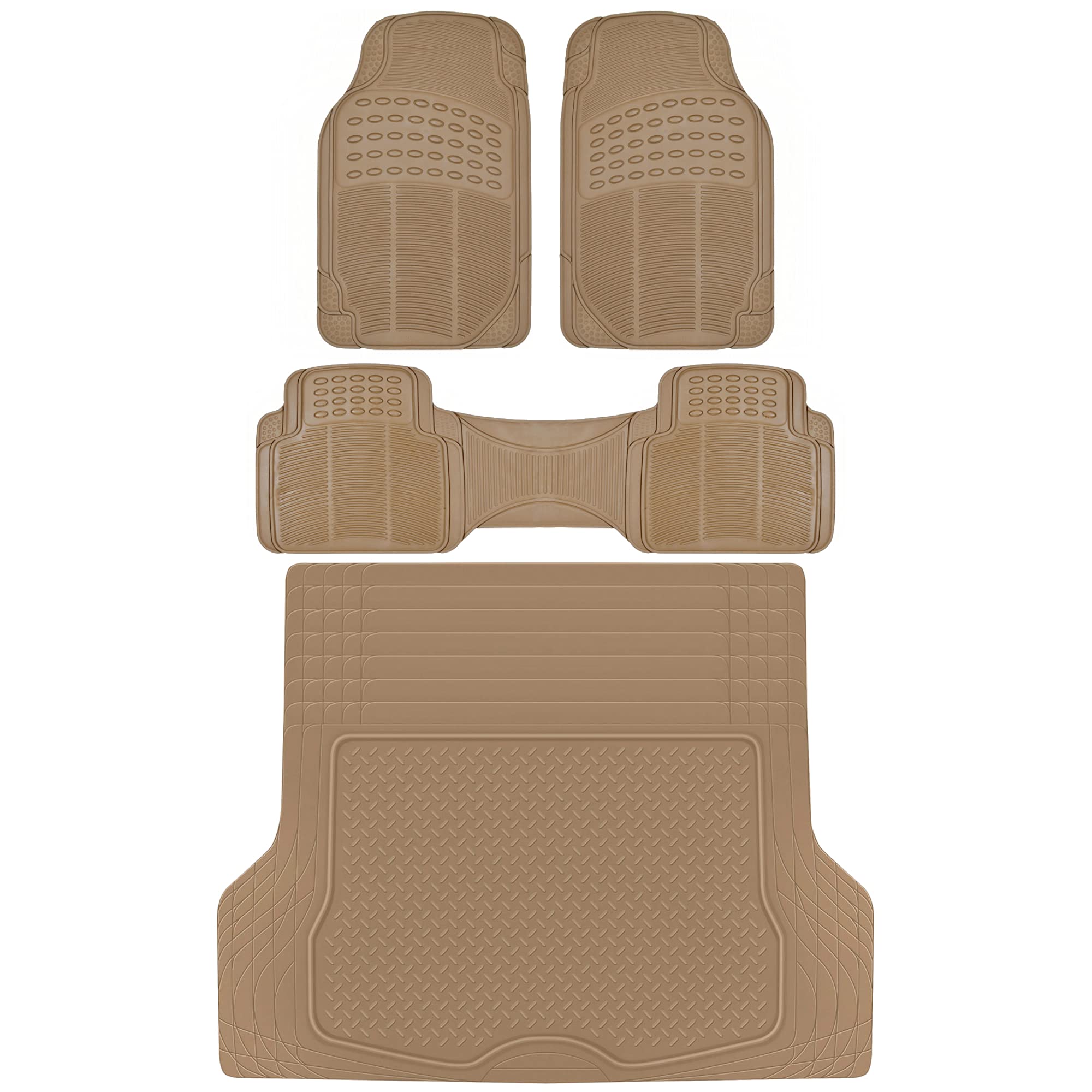 bdk-proliner-all-weather-rubber-floor-mats-trunk-cargo-liner-4-piece-set-front-r image 1