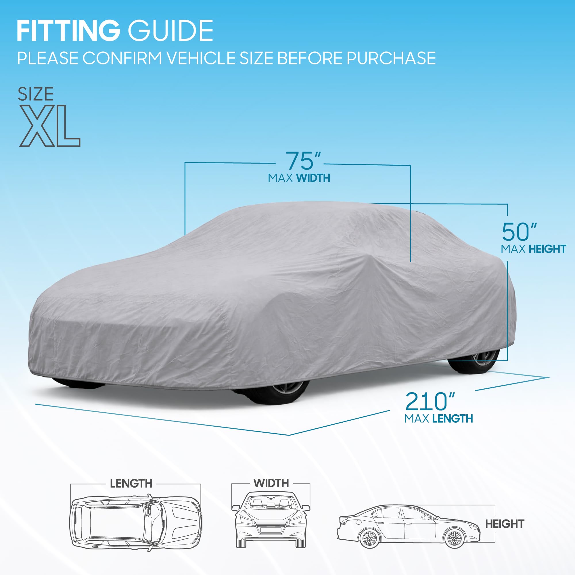 bdk-universal-fit-all-weather-water-resistant-car-cover-for-sedan-suv-xl1-210l-x image 2