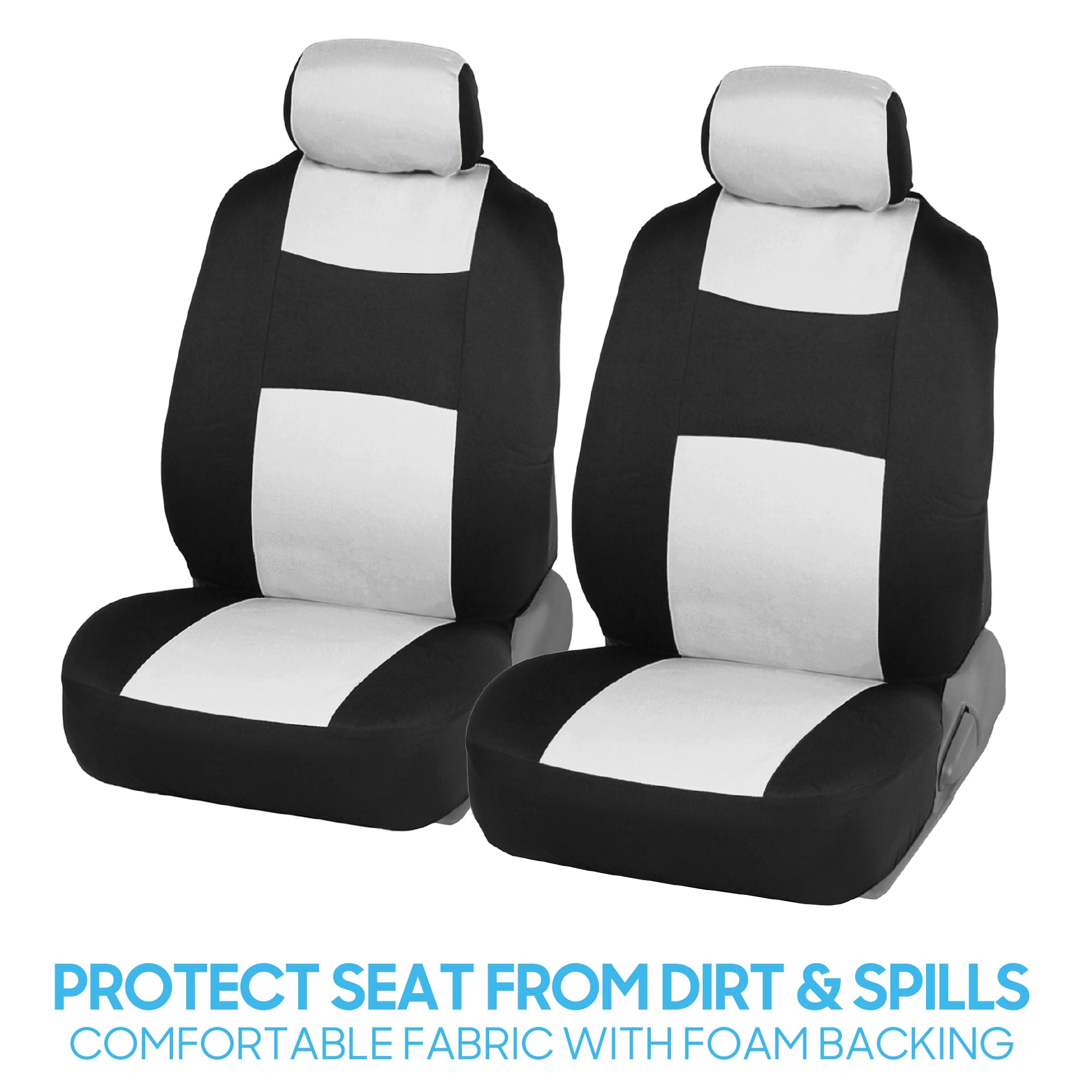 bdk-polypro-car-seat-covers-full-set-white-black-universal-fit-with-airbag-compa image 3