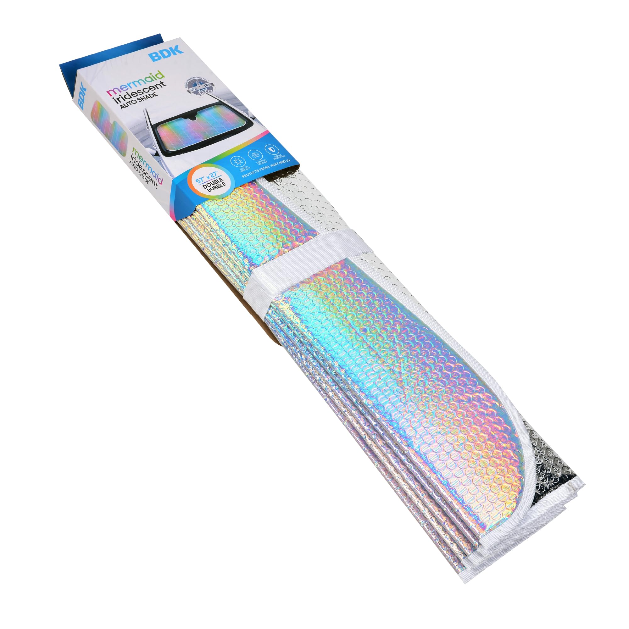 bdk-iridescent-mermaid-hologram-foil-windshield-sun-shade-double-bubble-accordio image 8