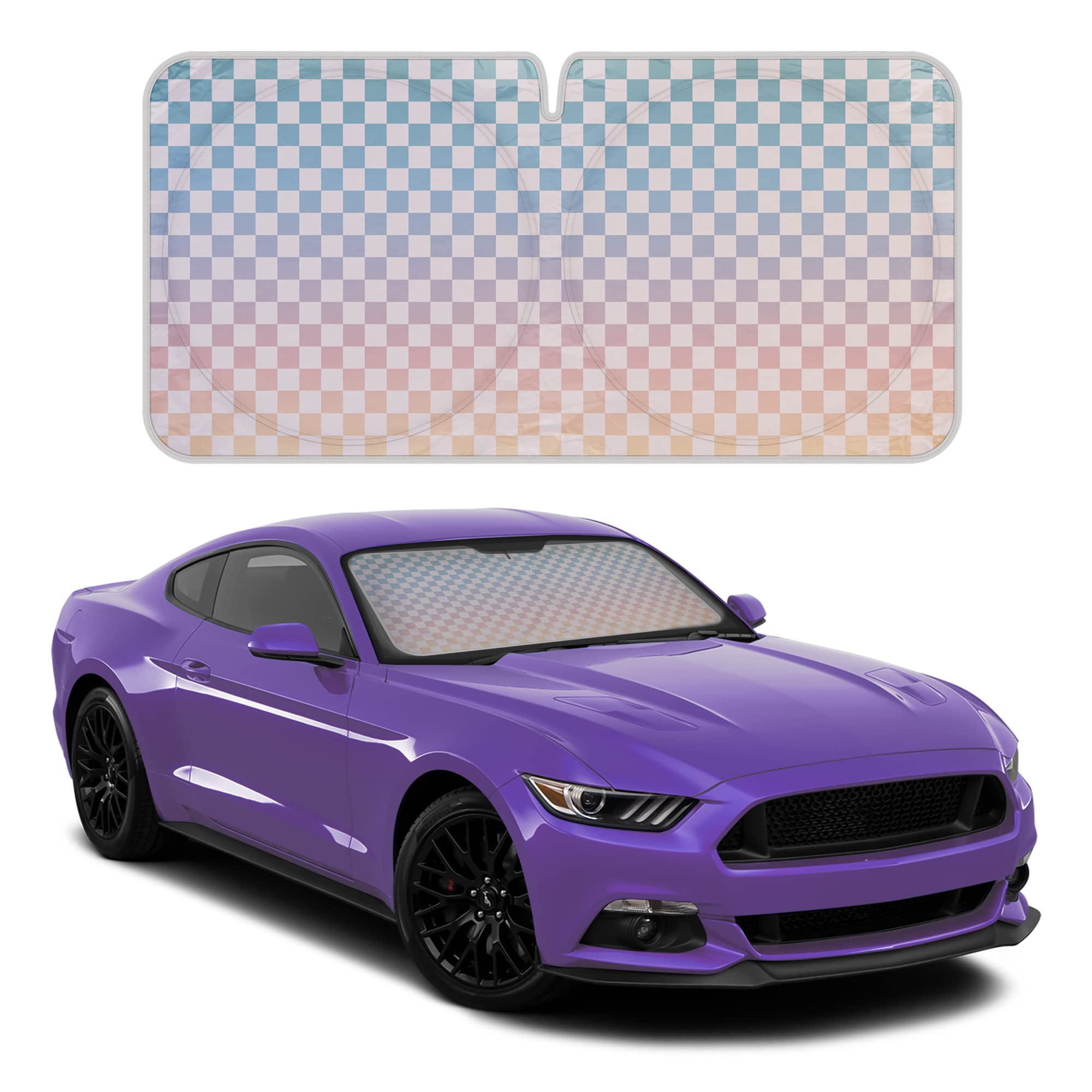 bdk-checker-gradient-jumbo-windshield-sun-shade-64-x32 image 1