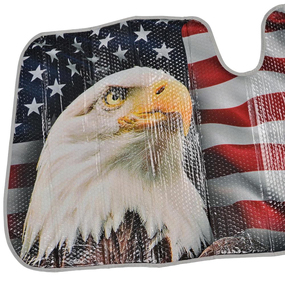 bdk-usa-patriotic-eagle-american-flag-windshield-sun-shade-58-x-28-accordion-fol image 8