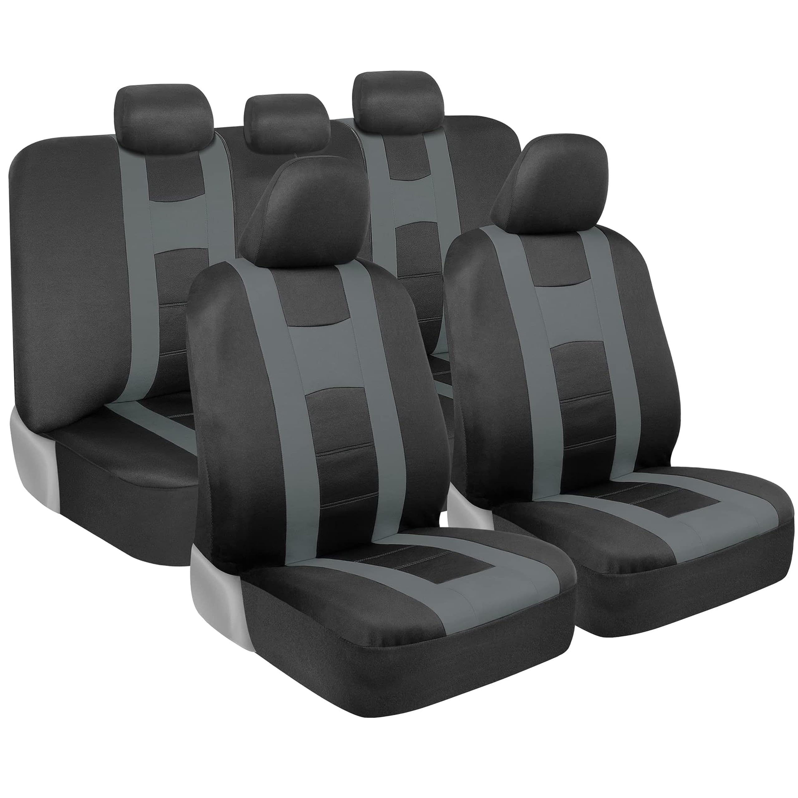 bdk-carxs-universal-fit-2-tone-light-gray-car-seat-covers-full-set-for-most-cars image 1