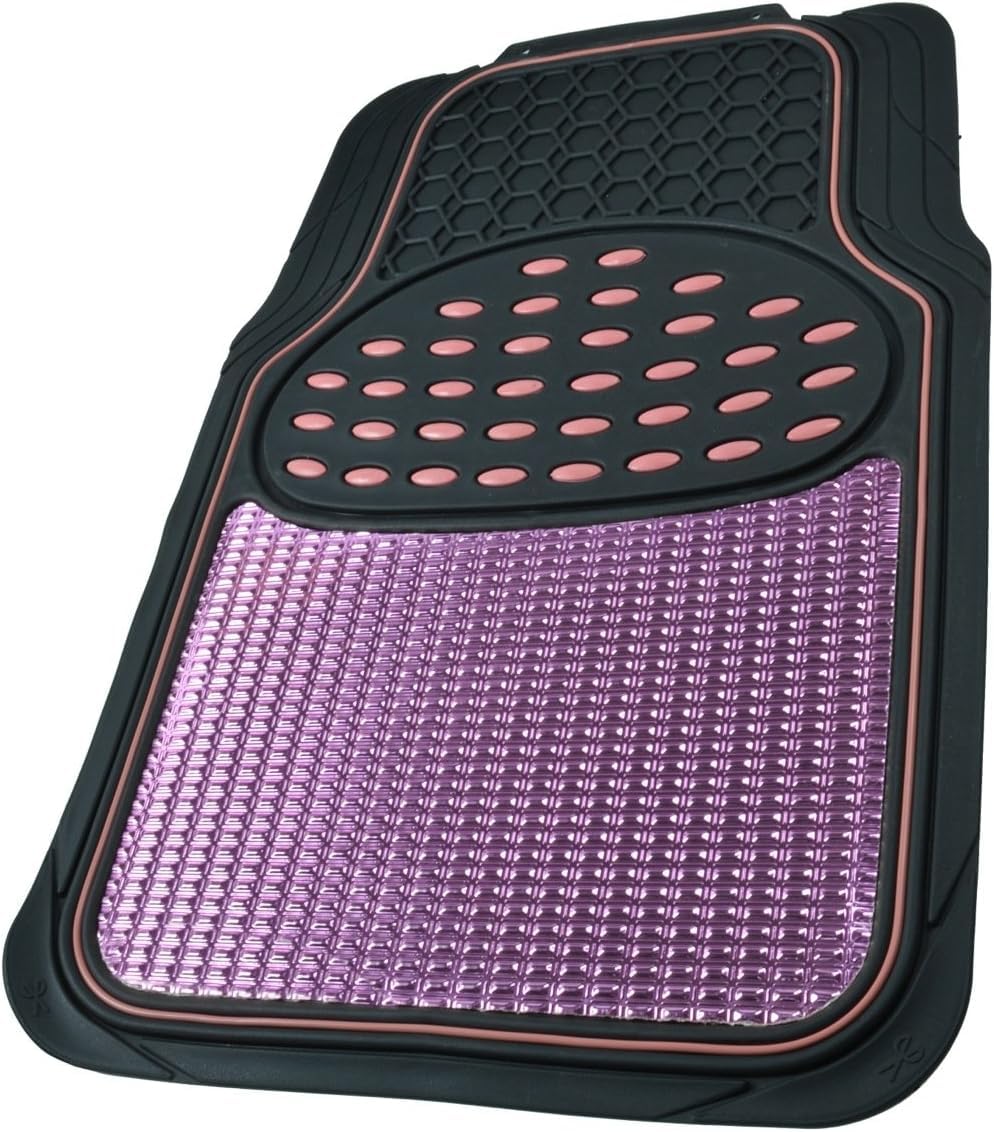 bdk-2-tone-black-pink-floor-mats-for-cars-semi-trimmable-heavy-duty-rubber-mats- image 2