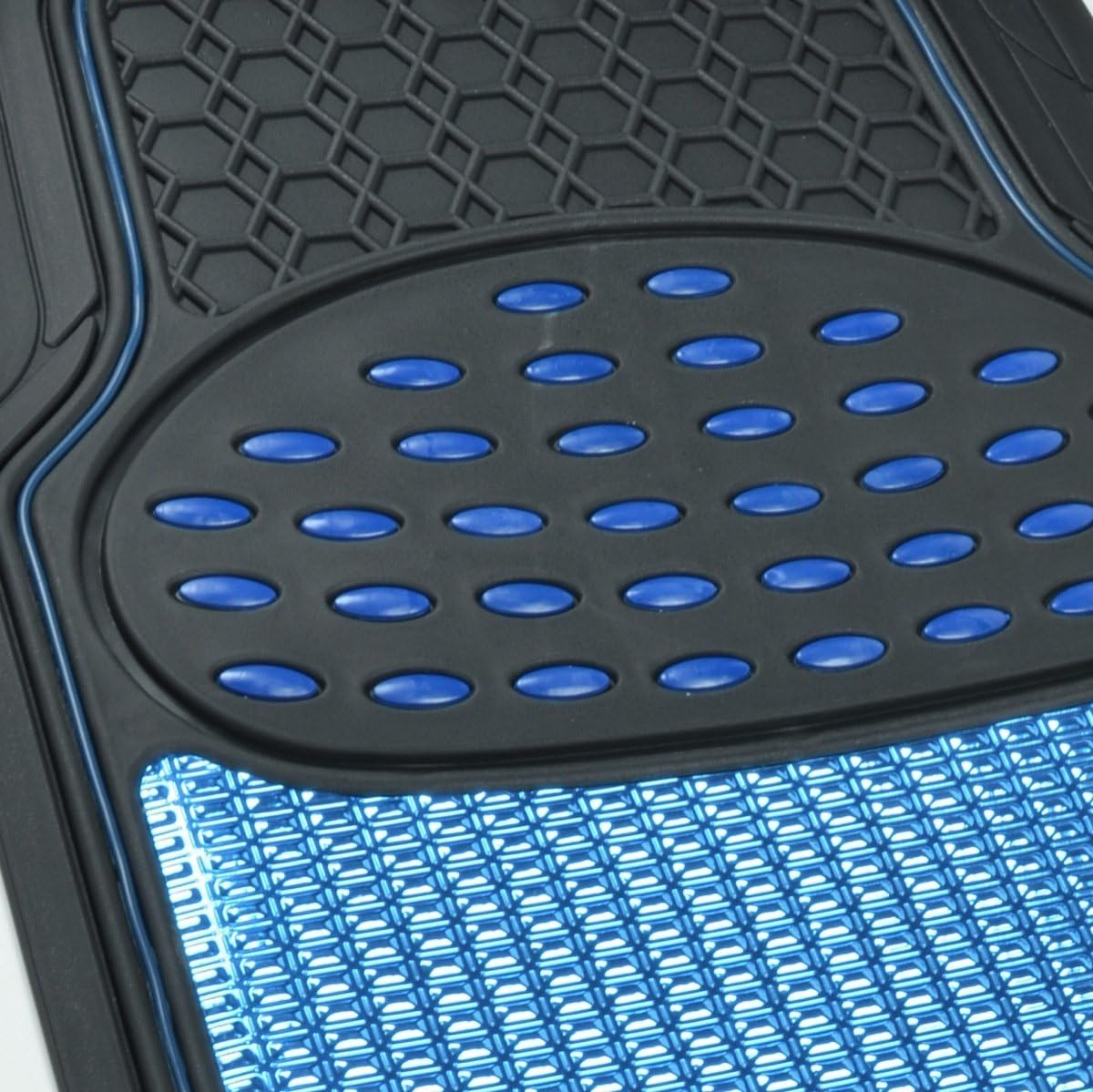 bdk-heavy-duty-2-tone-blue-black-metallic-car-floor-mats-4-piece-set image 4