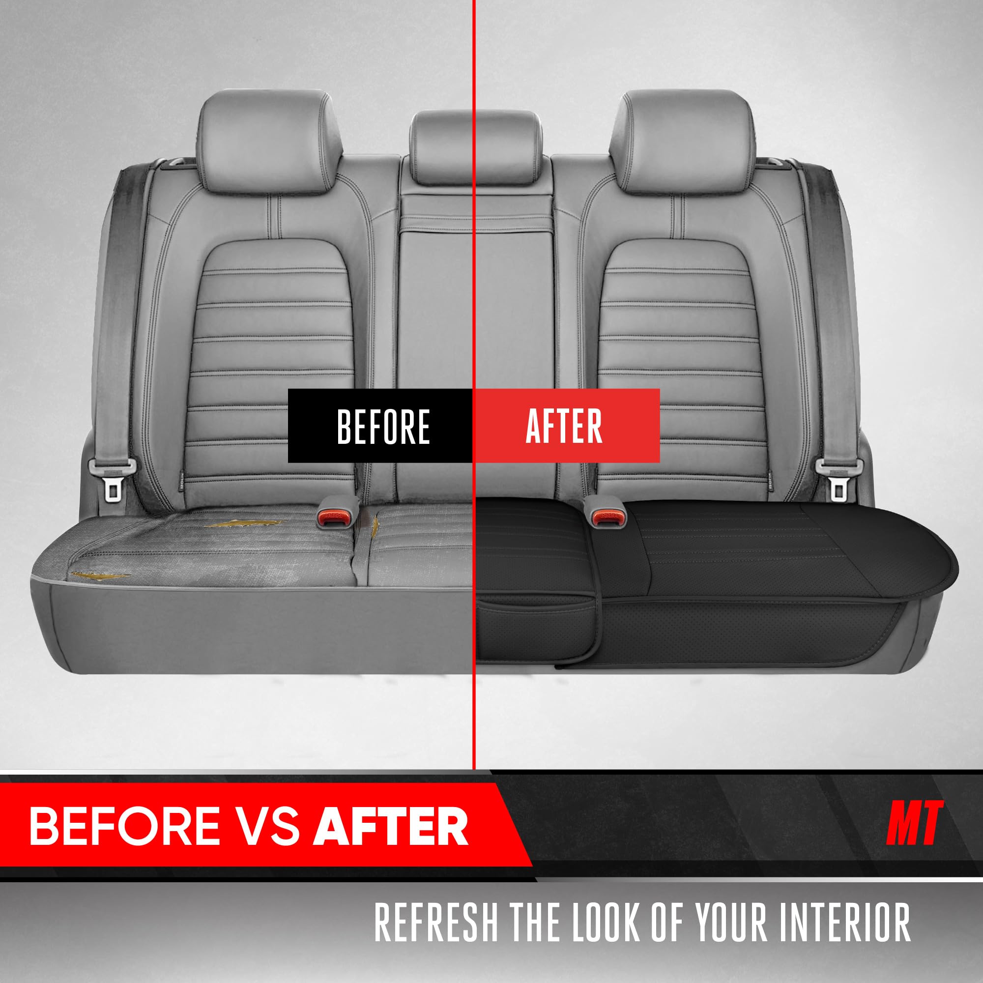 motor-trend-faux-leather-padded-rear-bench-car-seat-cover-with-storage-pockets image 7