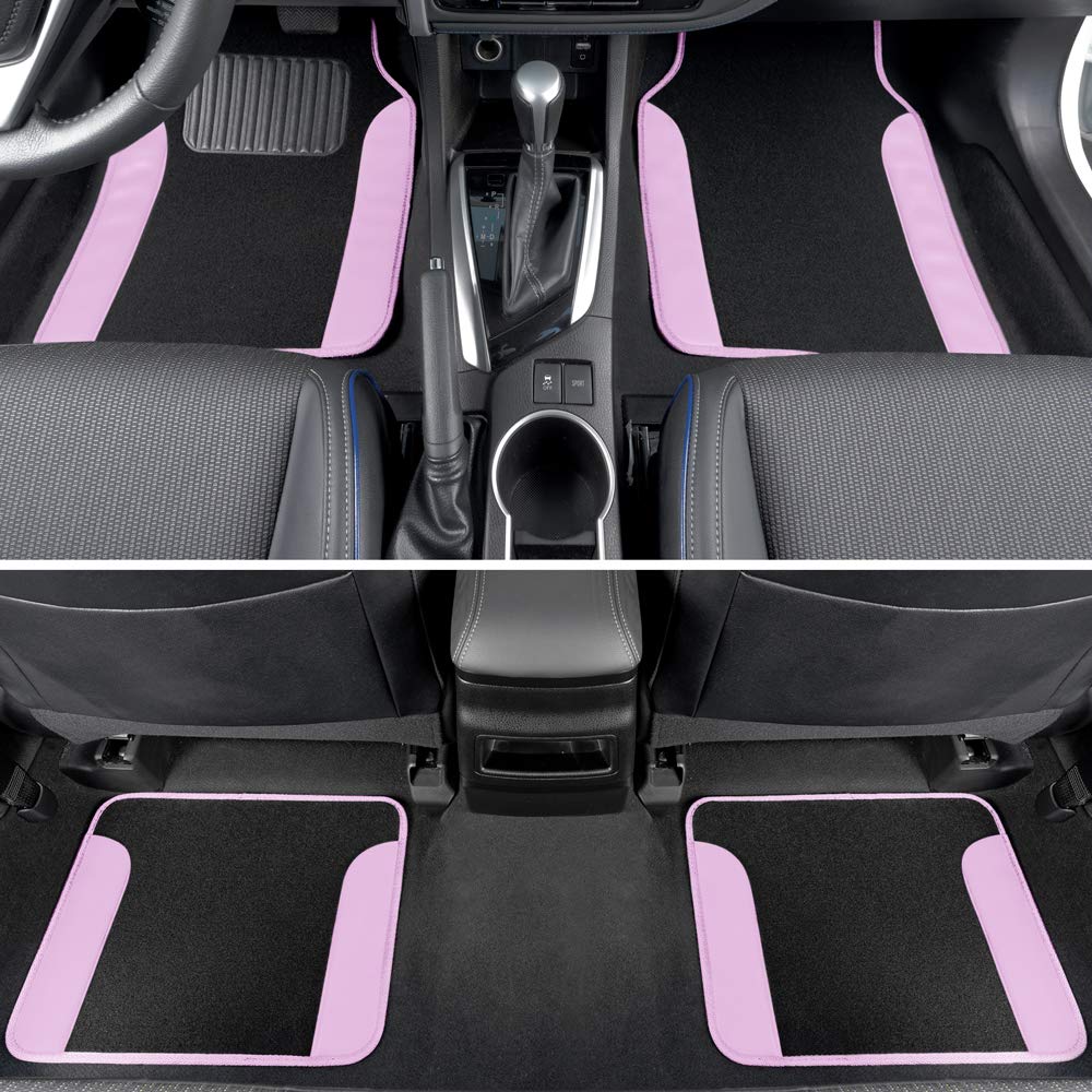 bdk-polypro-2-tone-pink-full-set-car-seat-covers-with-matching-floor-mats-front- image 4
