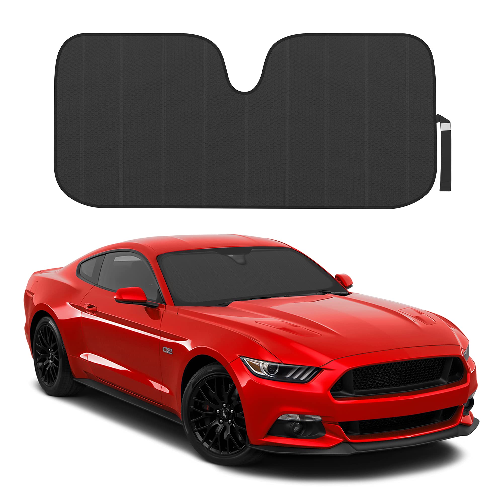 motor-trend-black-accordion-folding-car-windshield-sun-shade-blackout-sun-visor- image 1