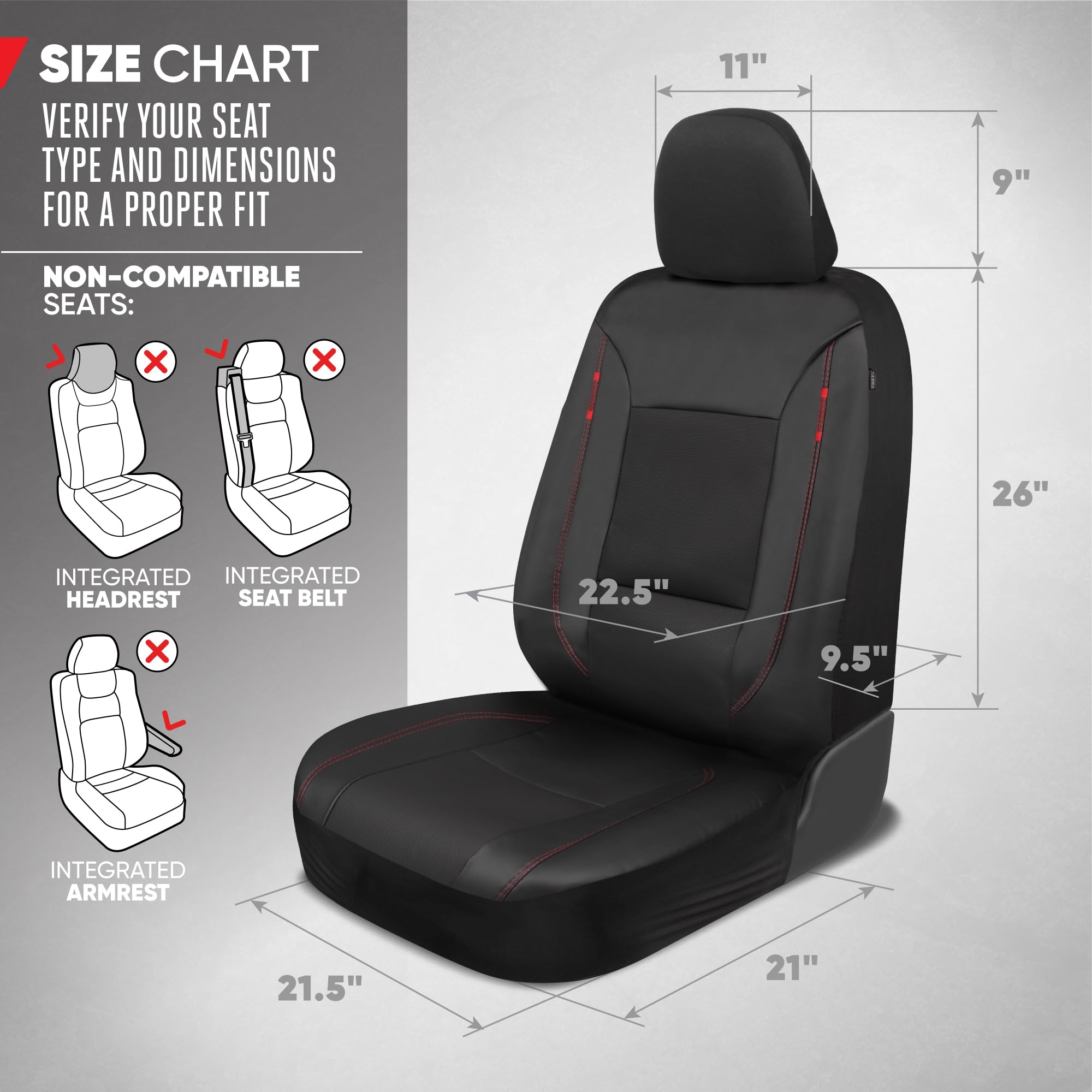 motor-trend-hex-leatherette-seat-covers-black-red-universal-fit-front-seat-prote image 2