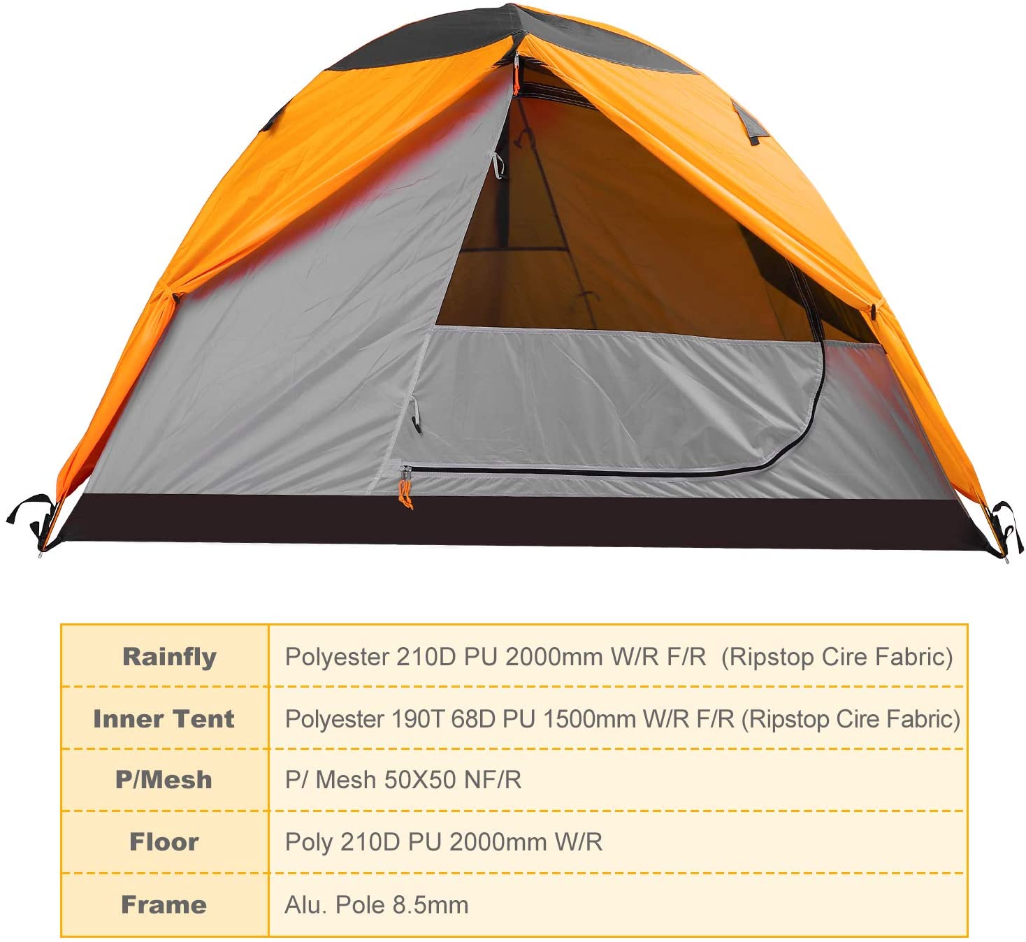 leader-accessories-backpacking-tent-2-person-lightweight-waterproof-orange image 4
