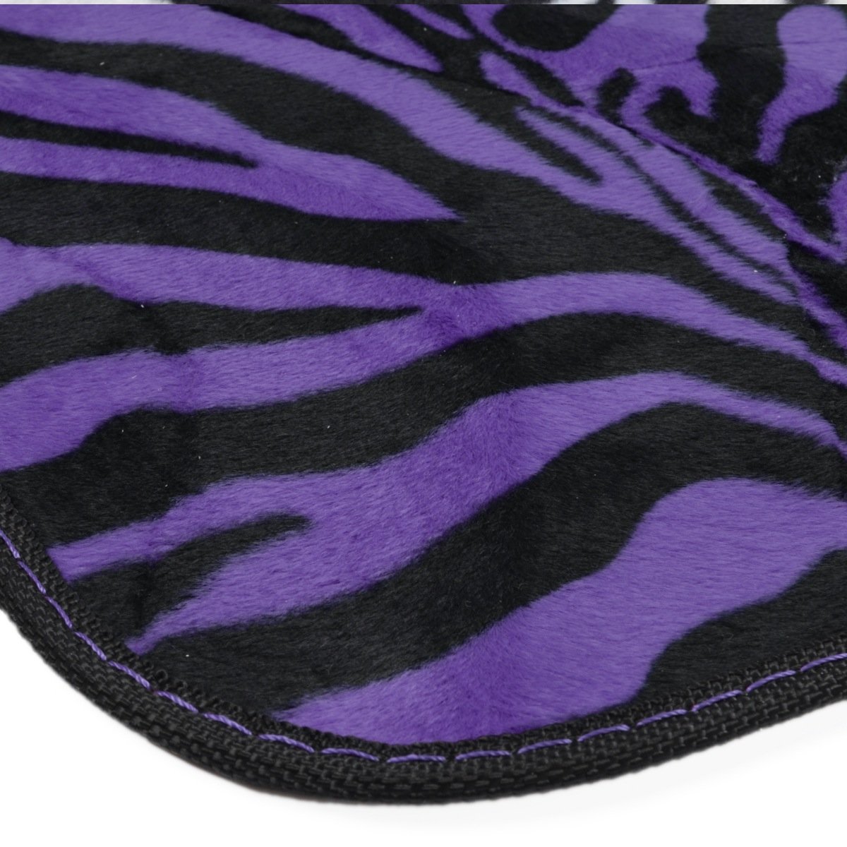 bdk-universal-fit-4-piece-animal-print-velvet-carpet-floor-mat-set-purple-zebra- image 4