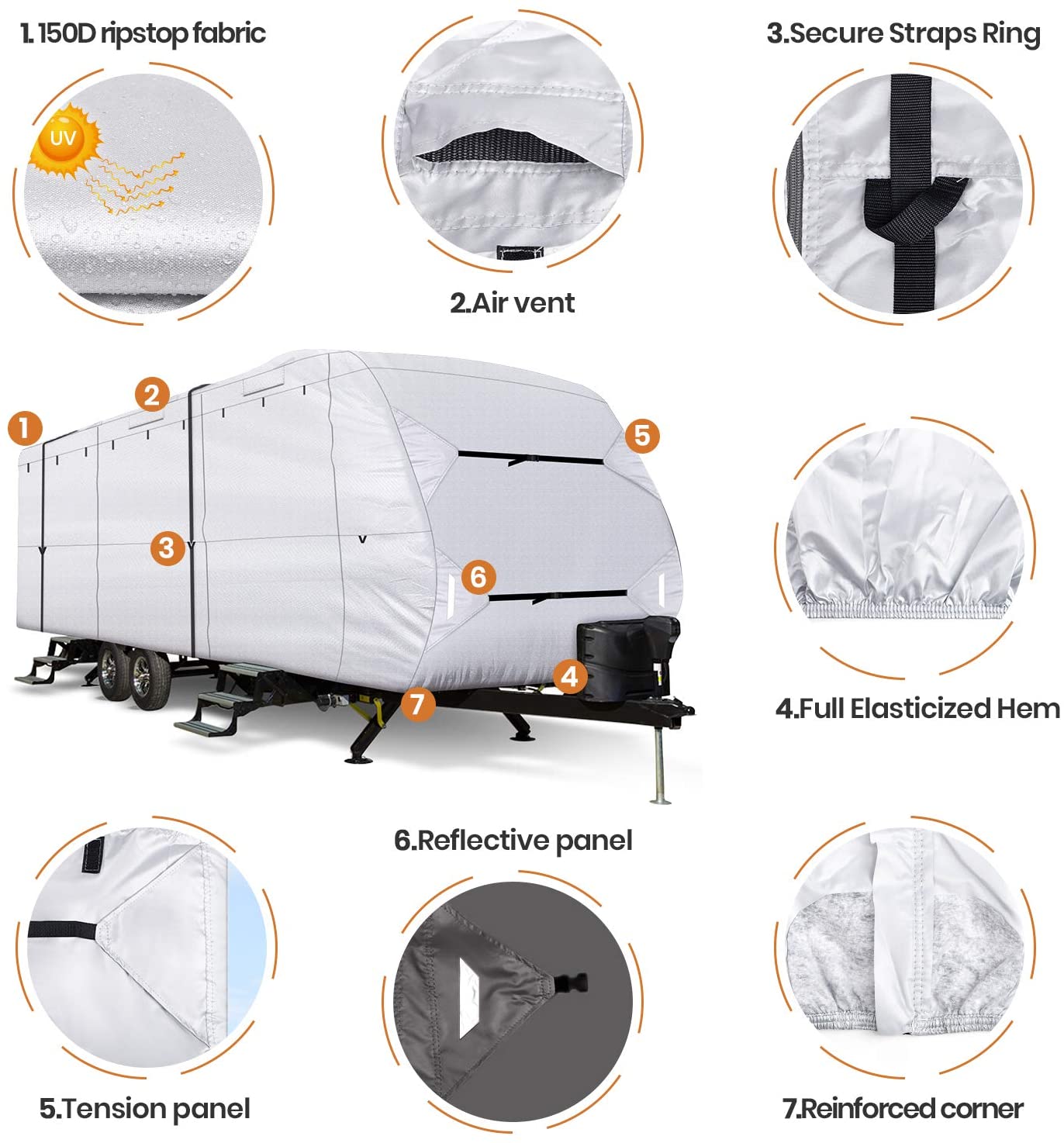 leader-accessories-210d-ripstop-diamond-travel-trailer-rv-cover-waterproof-sizes image 4