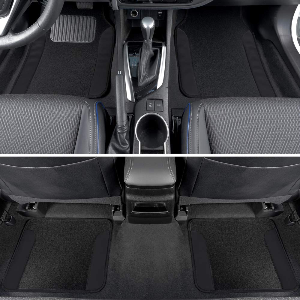bdk-carpet-pro-two-tone-carpet-floor-mats-with-faux-leather-accents-black image 2