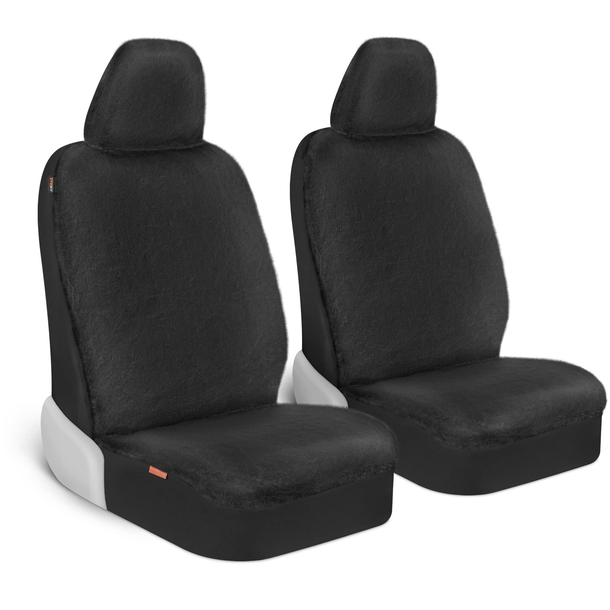 bdk-carbella-sheepskin-faux-fur-car-seat-covers-2-pack-front-seats-black image 1