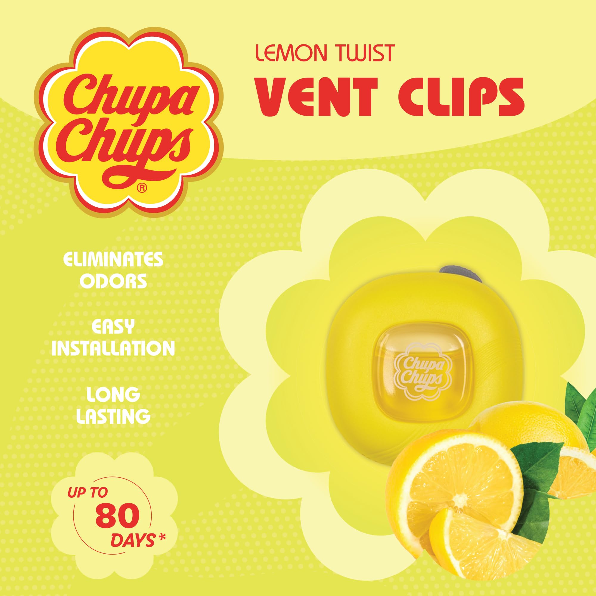 chupa-chups-car-air-freshener-lemon-twist-2-pack-4pcs-total image 2