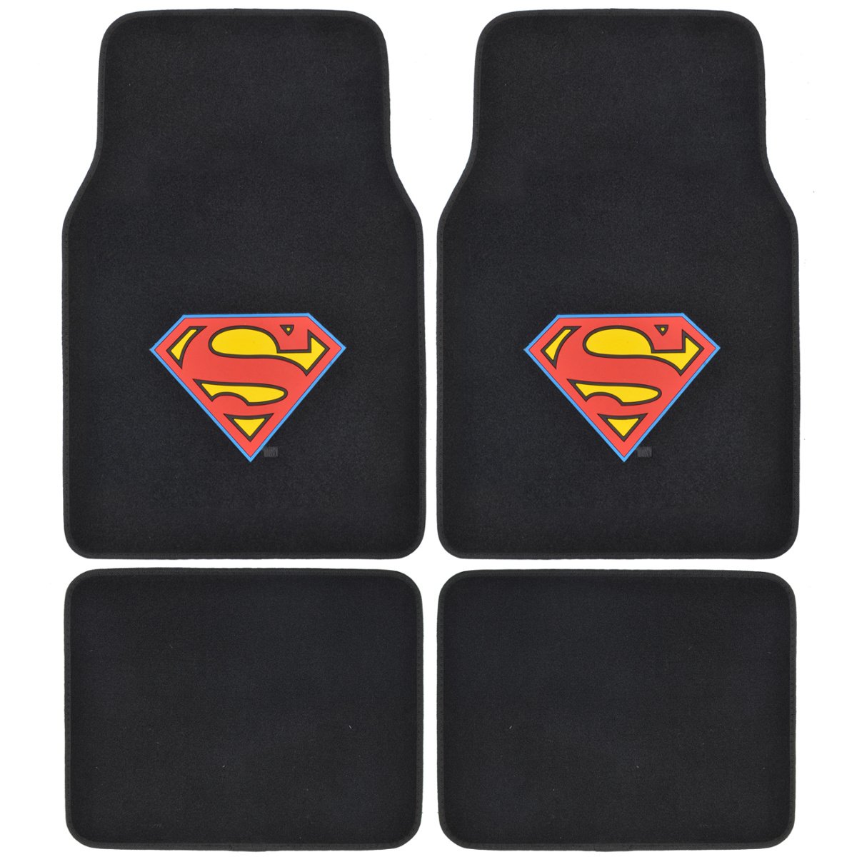 bdk-superman-carpet-floor-mats-4-piece-set-black image 1
